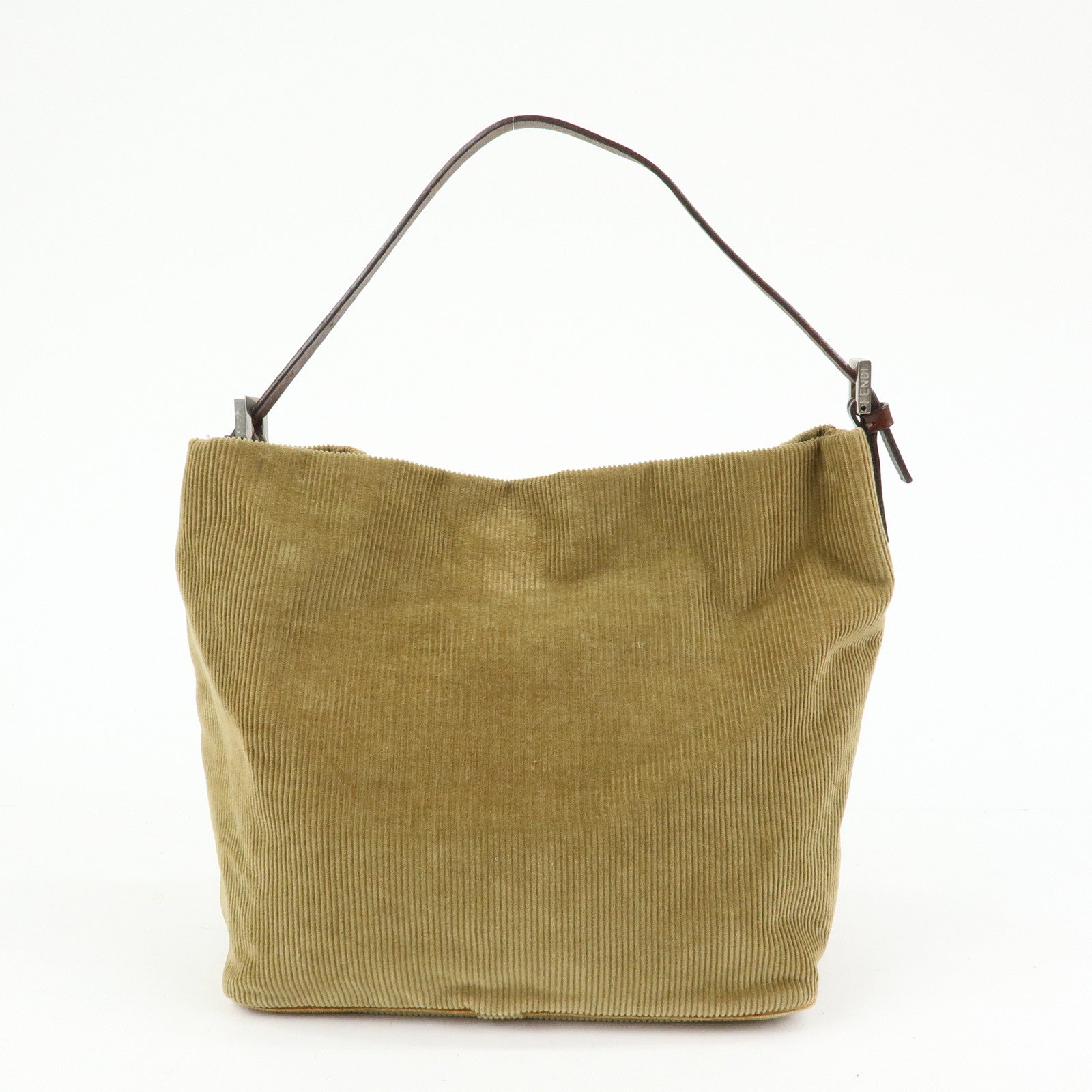 FENDI Corduroy Leather Mini Hand Bag Light Brown 26637