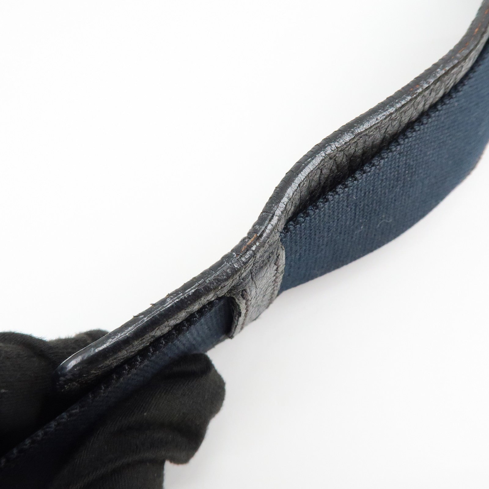 PRADA Logo Leather Shoulder Bag Crossbody Bag Black VA0638