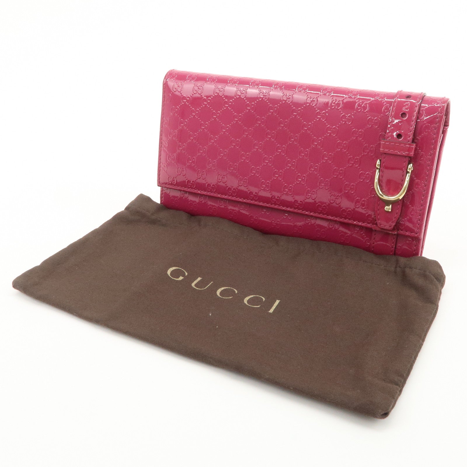 GUCCI Nice Micro Guccissima Patent Leather Long Wallet Pink 309760