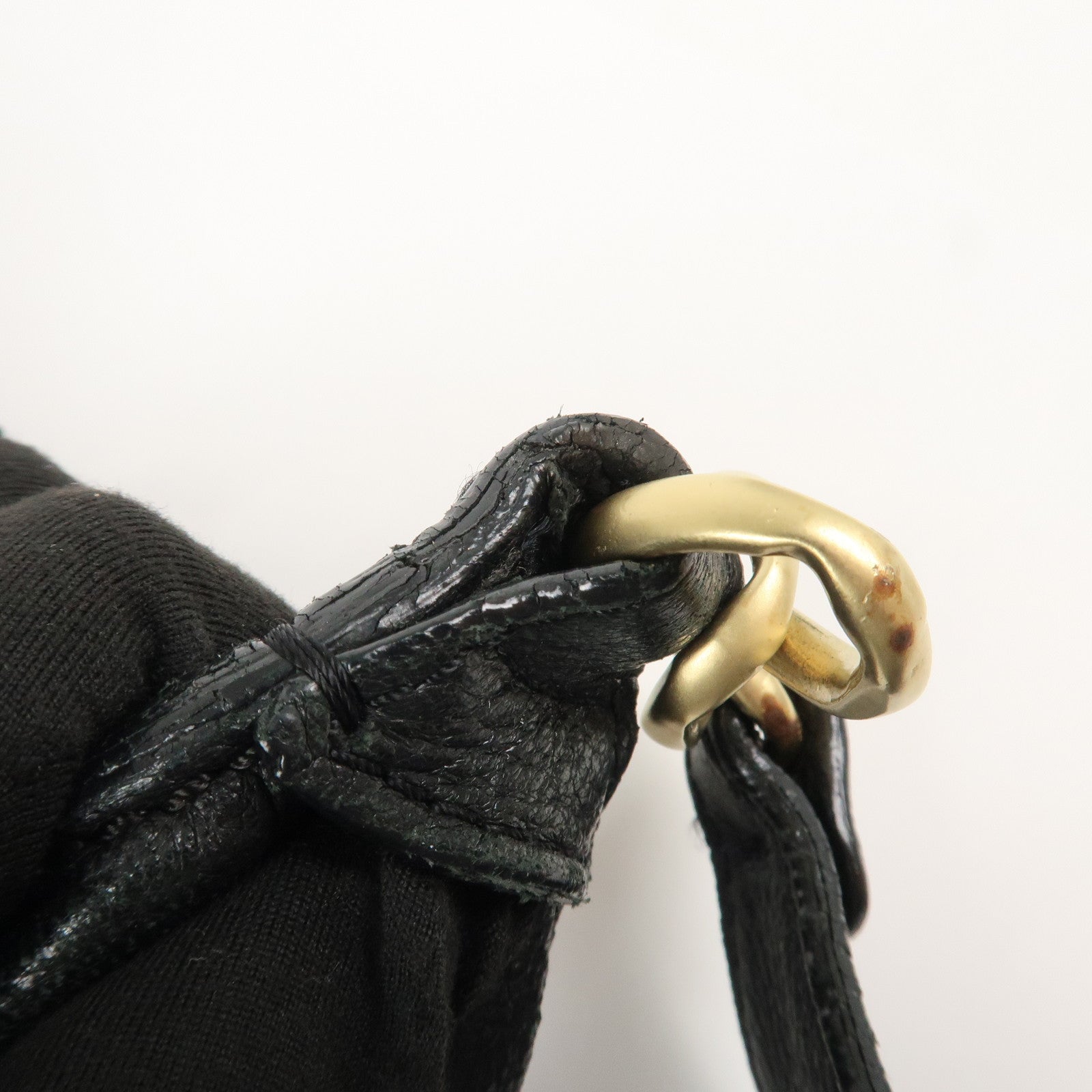 CHANEL Logo Leather Shoulder Bag Hand Bag Black