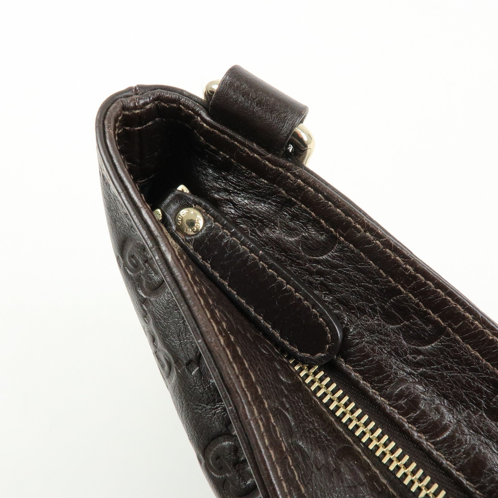 GUCCI Guccissima Leather Shoulder Bag Crossbody Bag Dark Brown