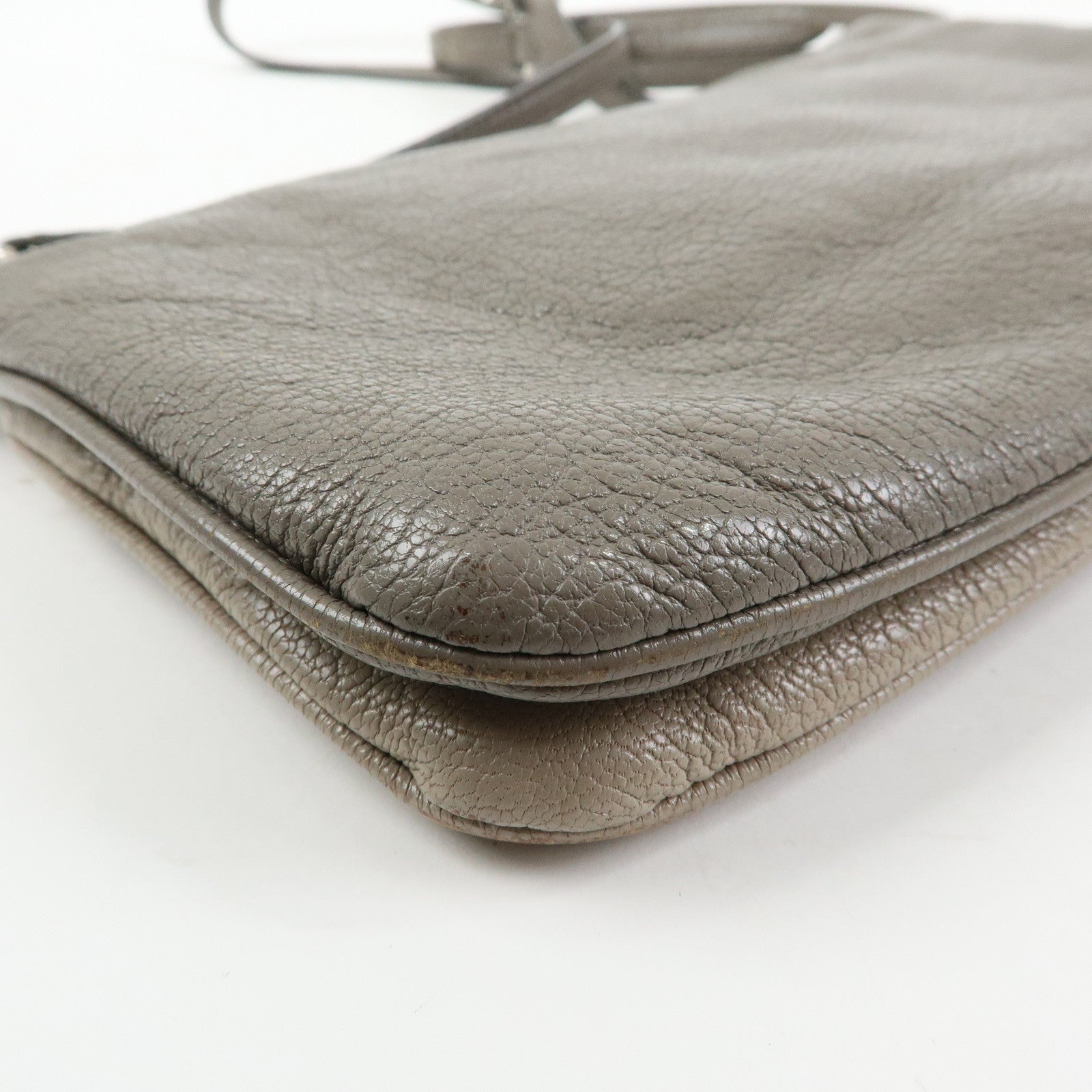 MIU MIU MADRAS Leather Shoulder Bag Crossbody Bag Gray RP0369