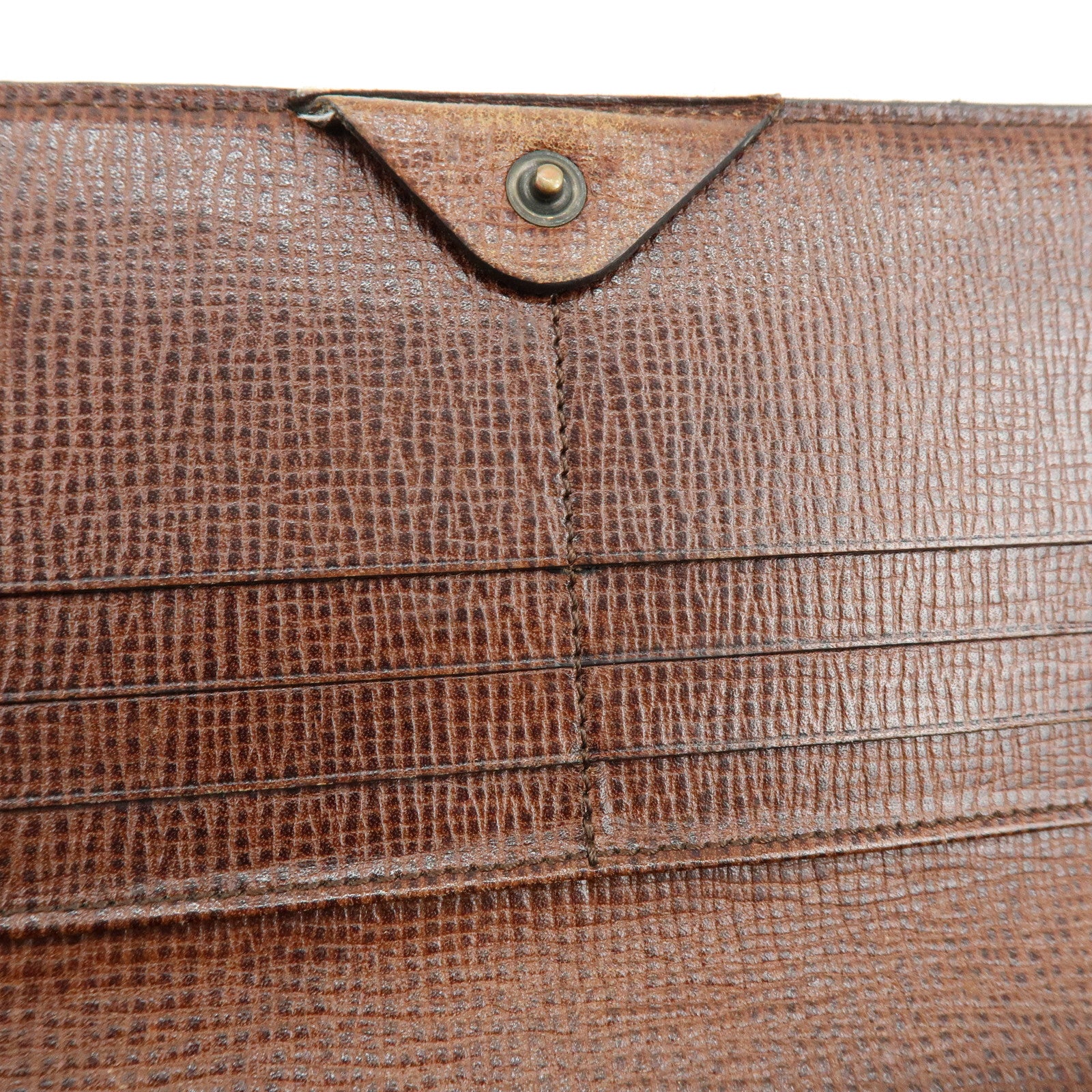 FENDI Zucca Leather Bi-fold Long Wallet Brown Black 8M0000