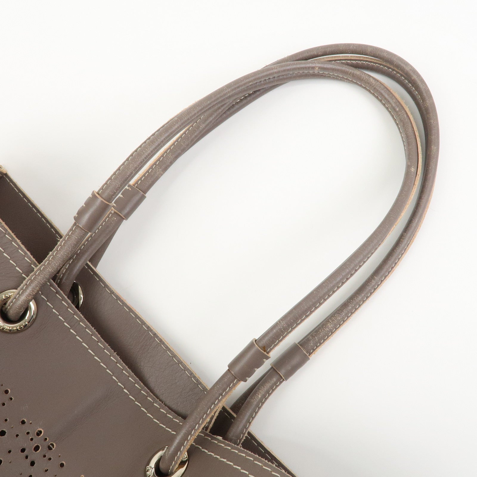 LOEWE Anagram Logo Leather Shopper Tote Bag Shoulder bag Brown