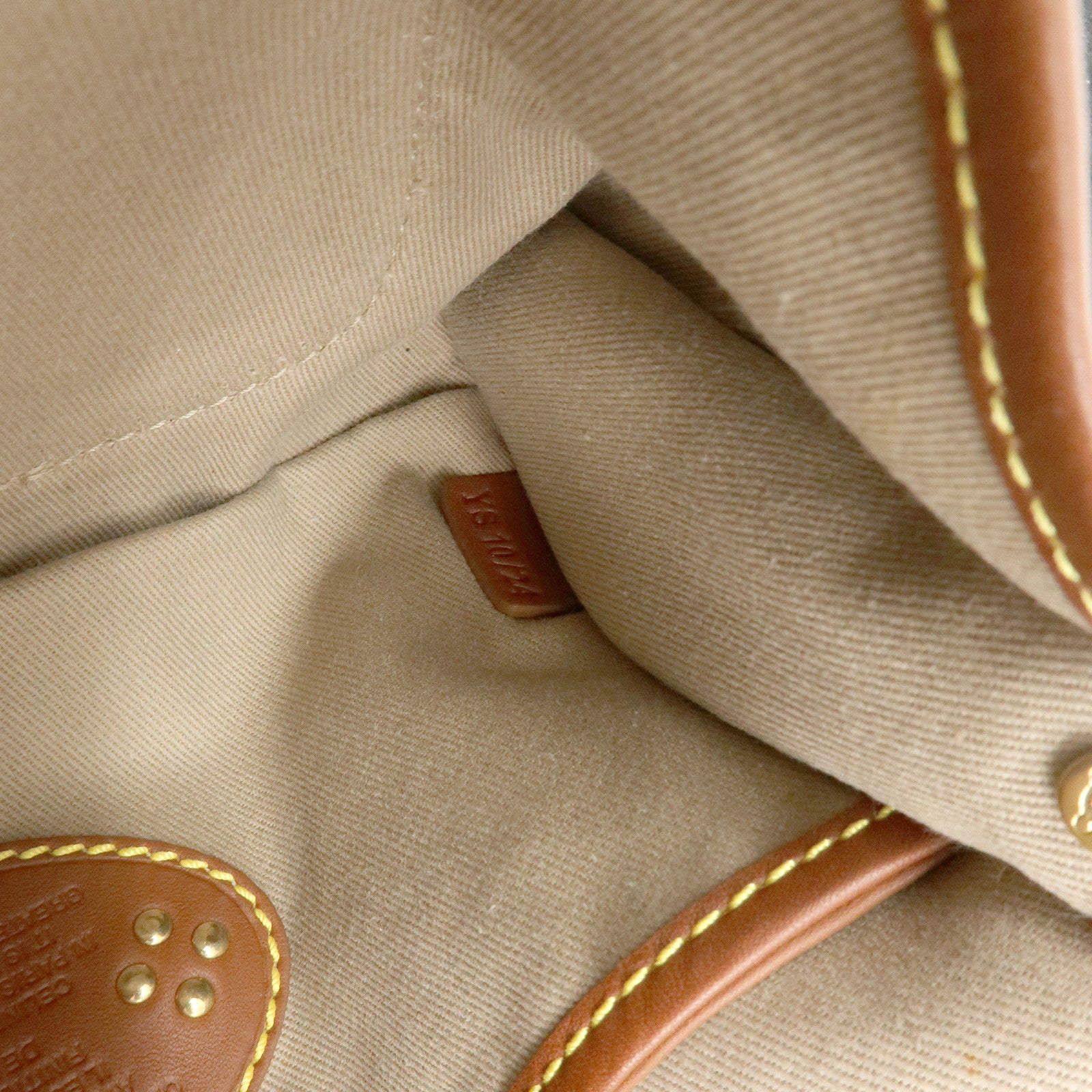 CELINE Macadam Canvas Leather Hand Bag Shoulder Bag Beige Brown