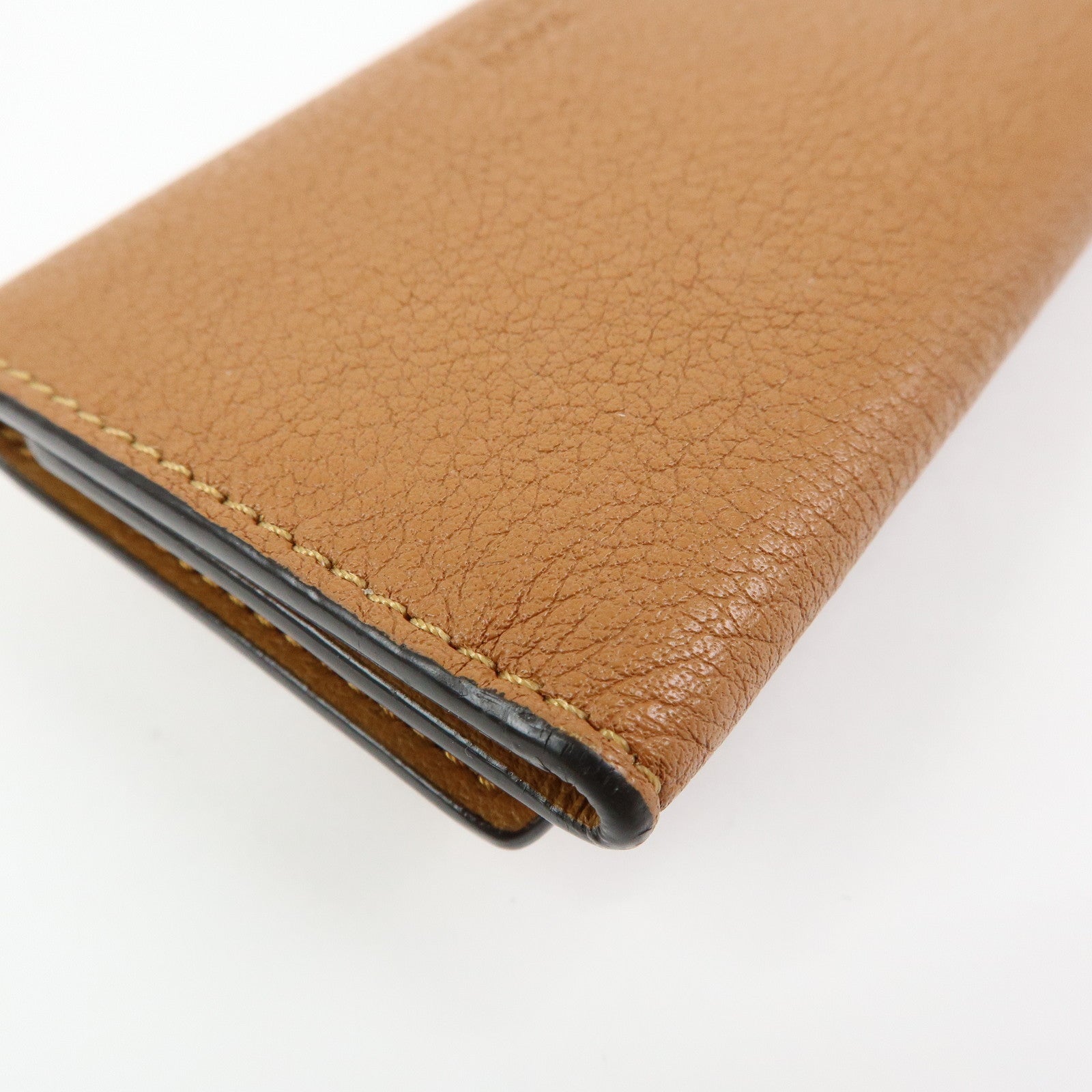 FENDI Peekaboo Leather Key Case Key Holder Brown 8AP159