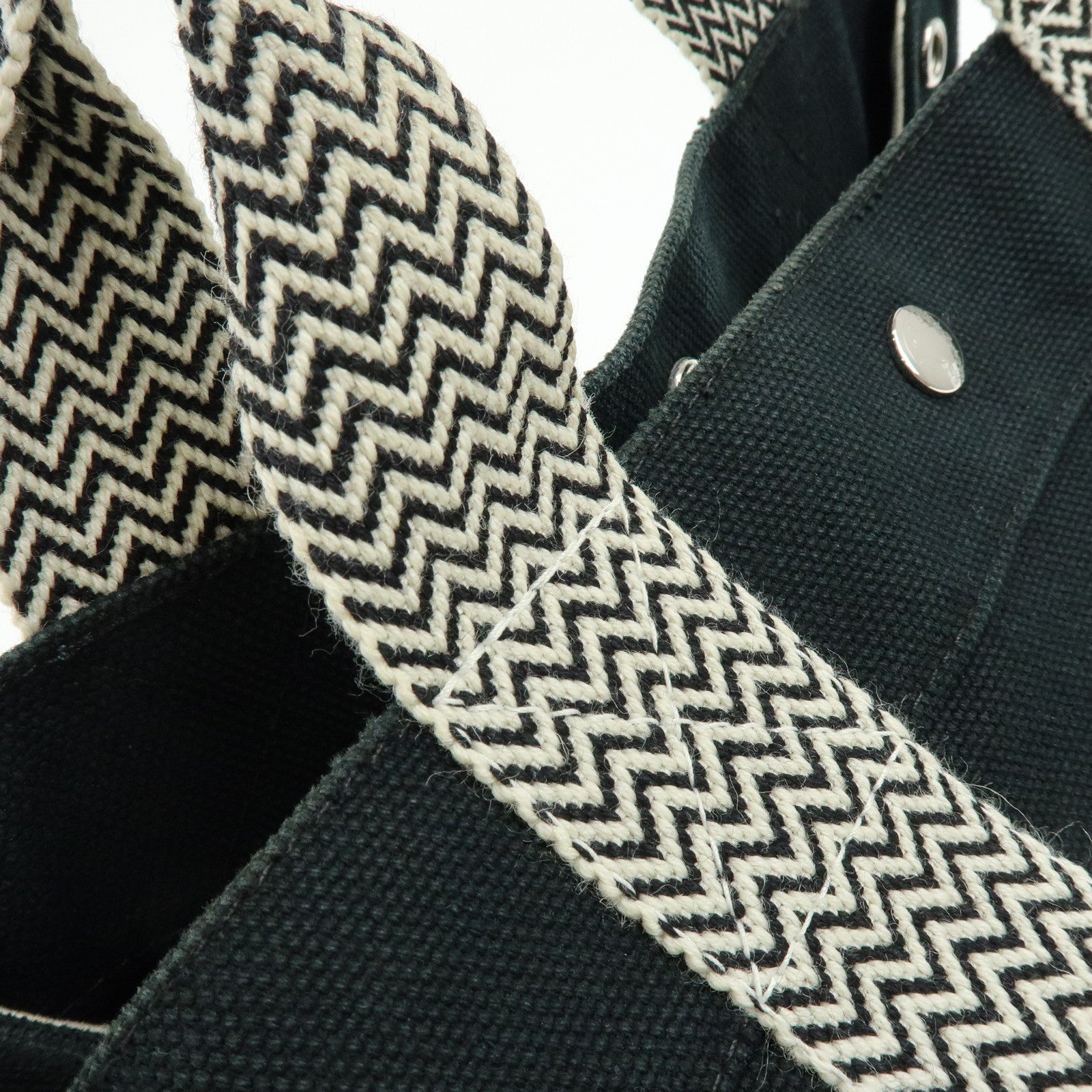 HERMES Cannes PM Canvas Tote Bag Hand Bag Black