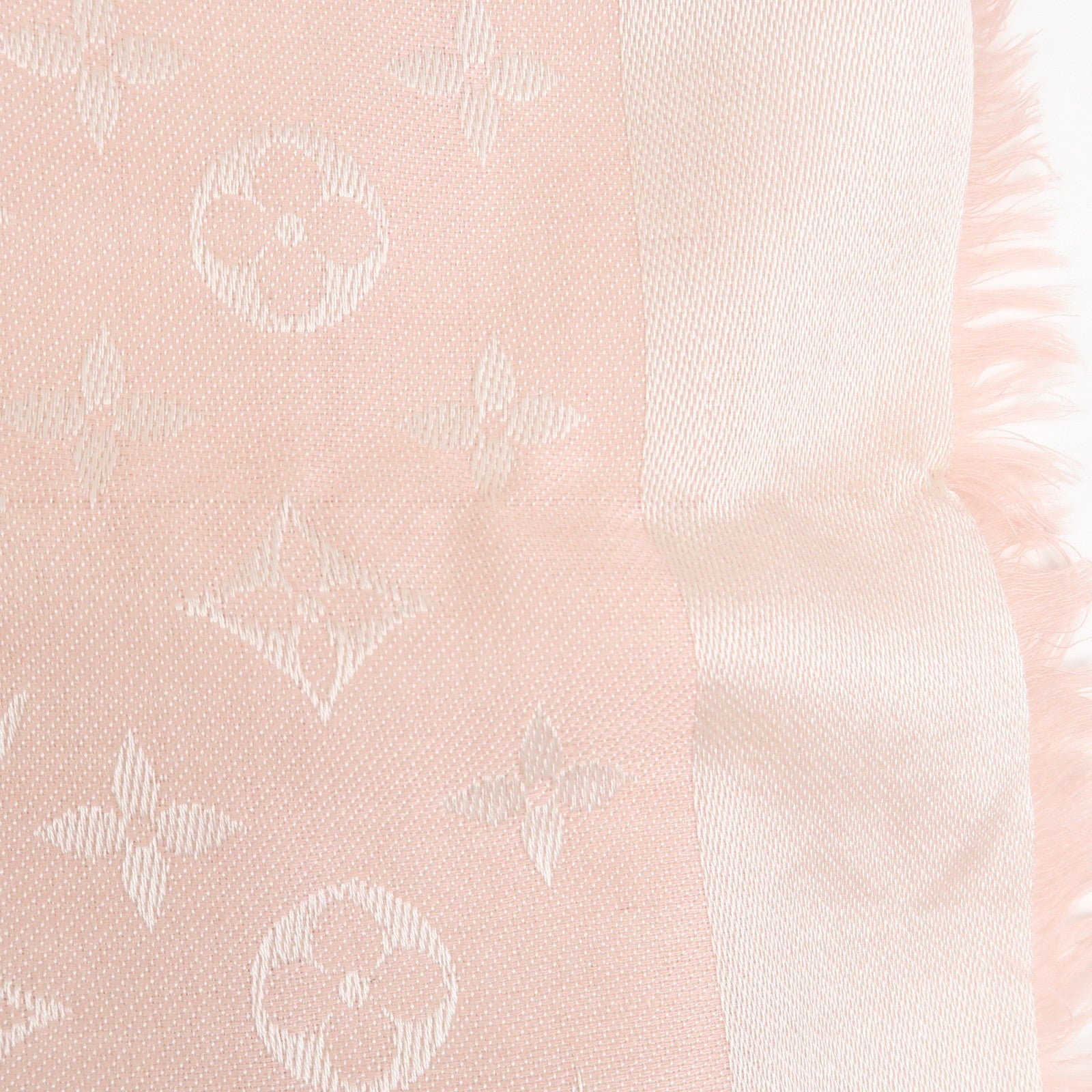 Louis Vuitton Monogram Silk Wook Shawl Scarf Rose Pink M72046