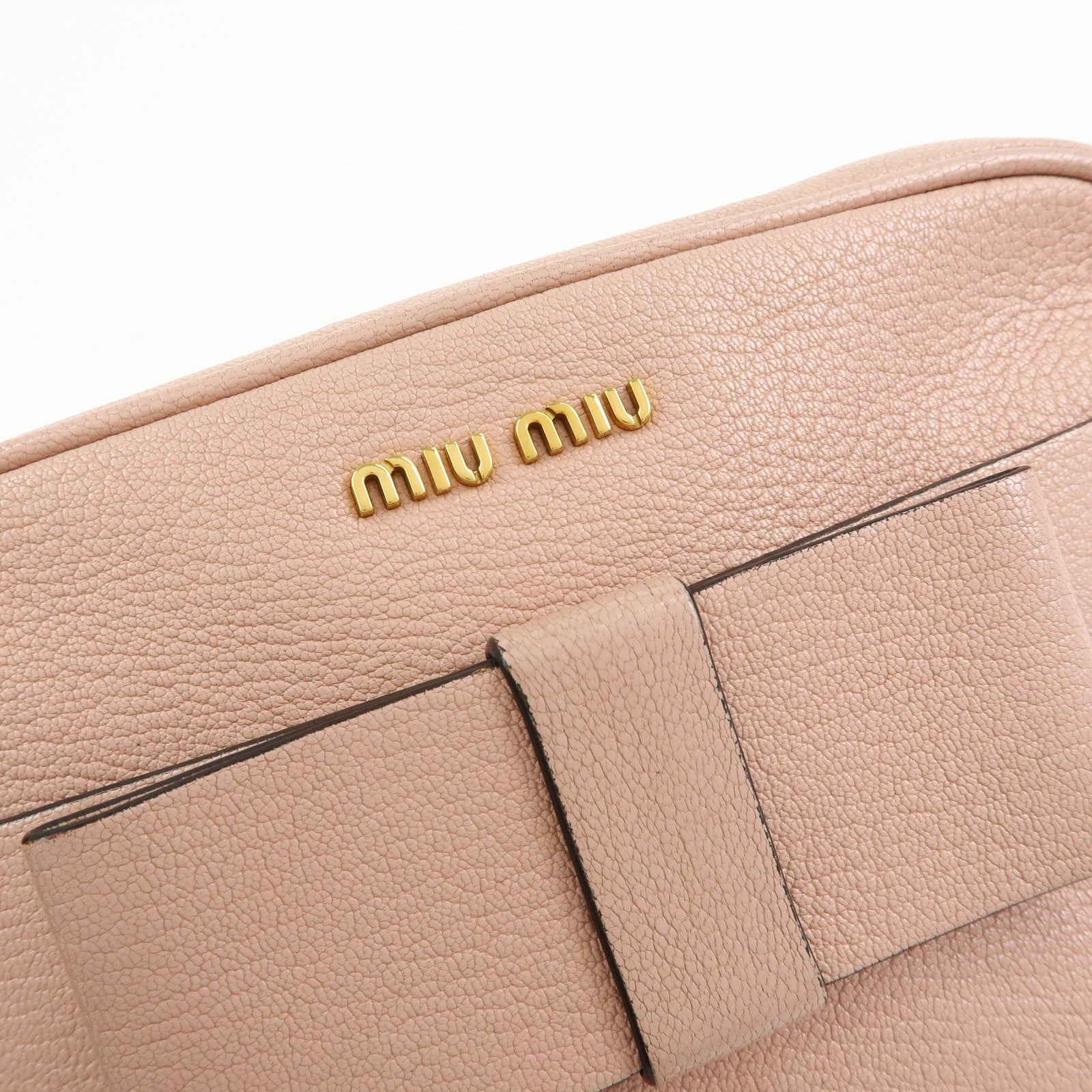 MIU MIU Leather Ribbon Shoulder Bag Crossbody Pink