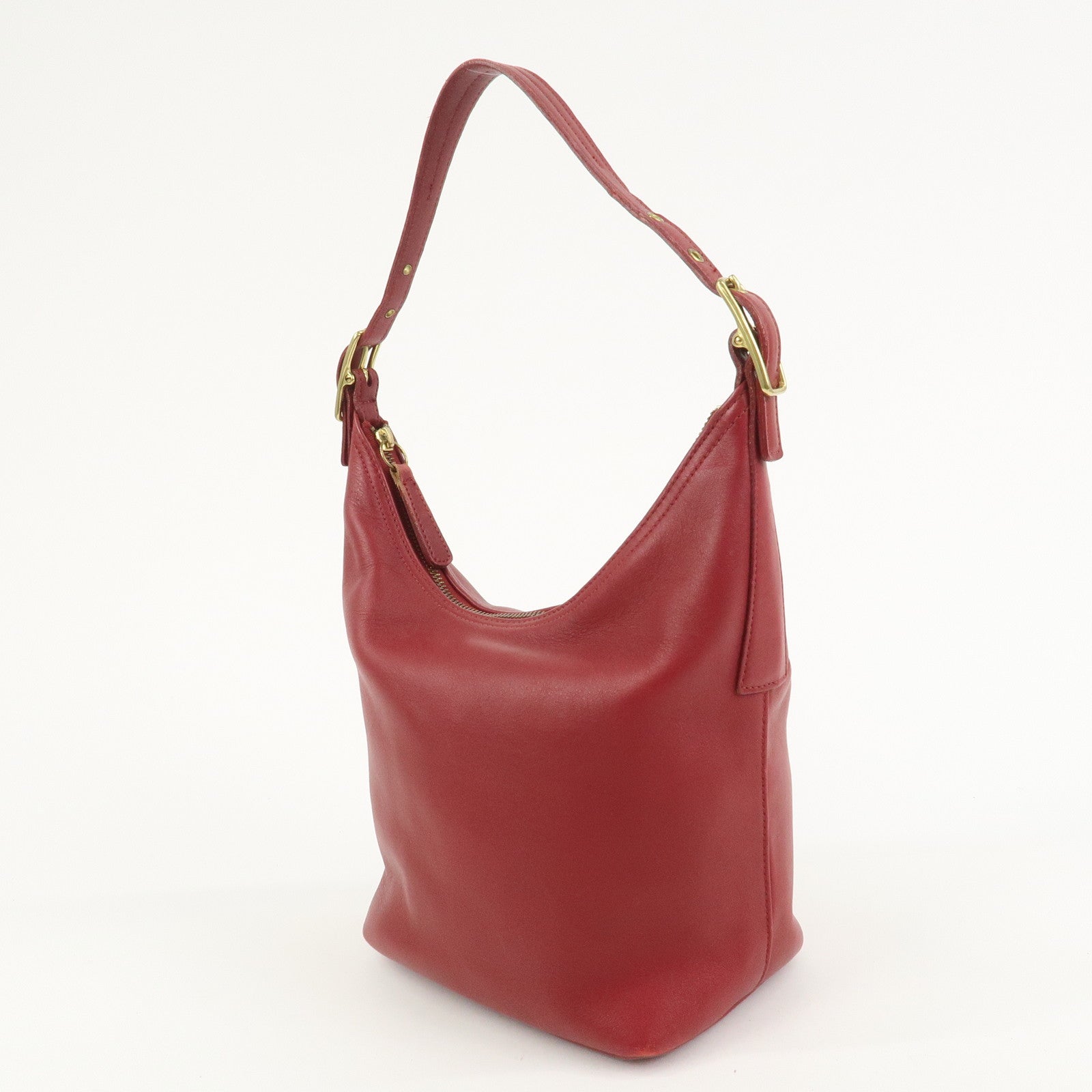 COACH Leather Shoulder Bag Hand Bag Red
