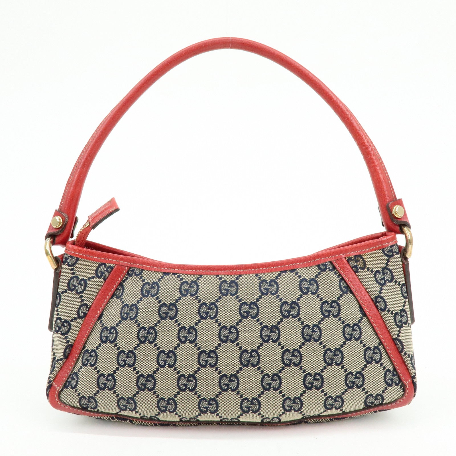 GUCCI Abbey GG Canvas Leather Shoulder Hand Bag Beige Red 130939