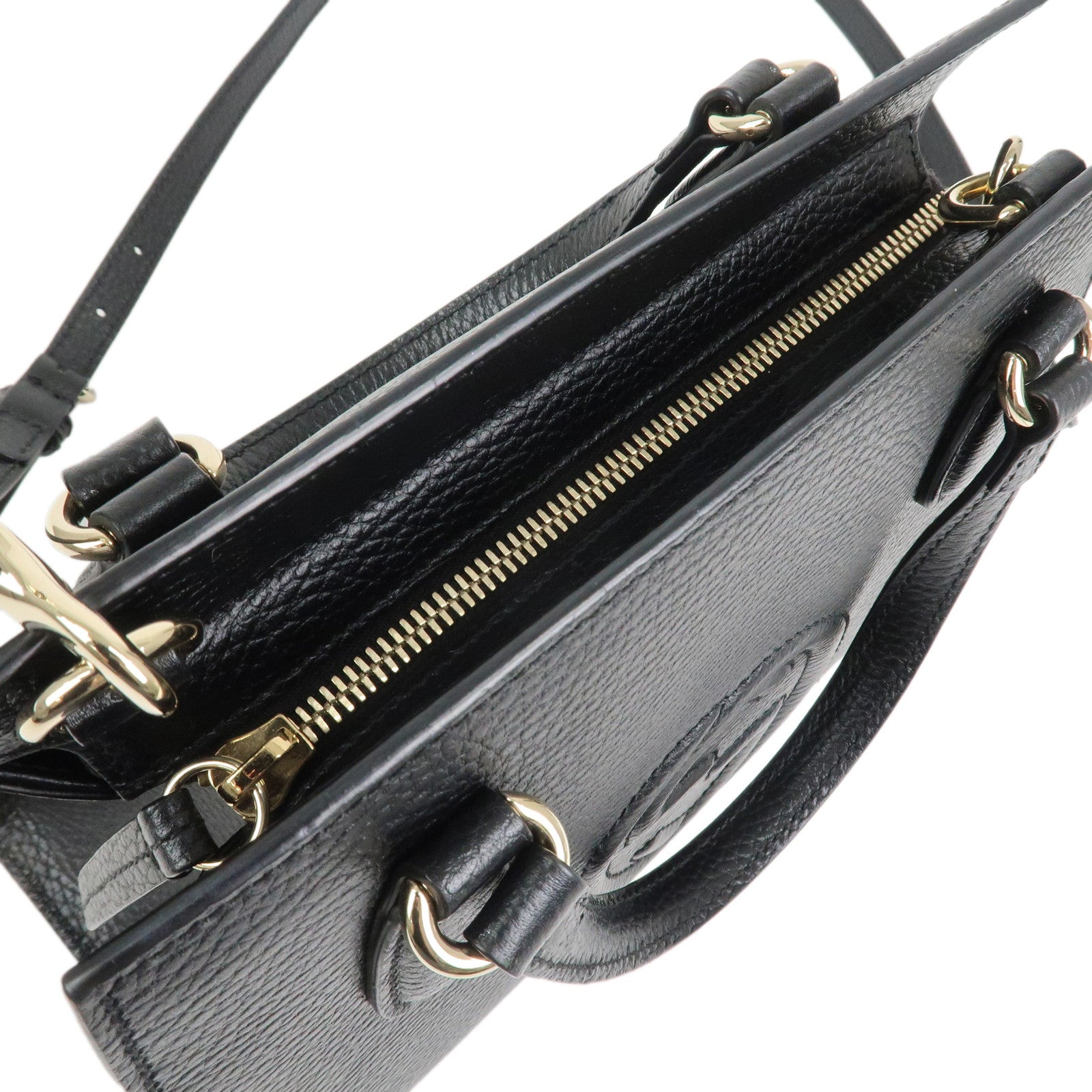 GUCCI SOHO Interlocking G Calf Leather 2Way Bag Black 607722
