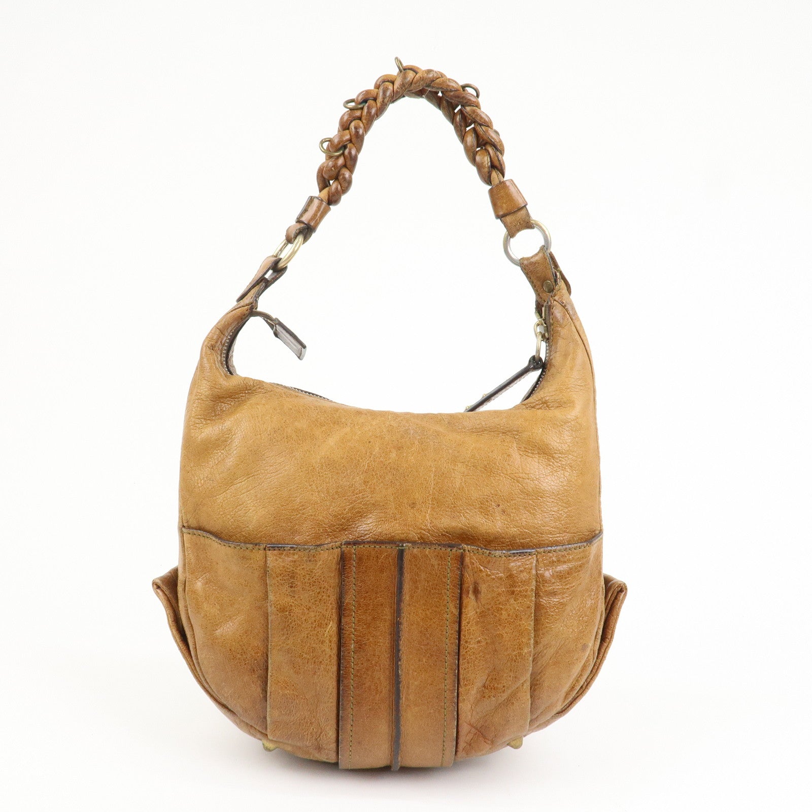 Chloe Leather Heloise Shoulder Bag Hand Bag Brown