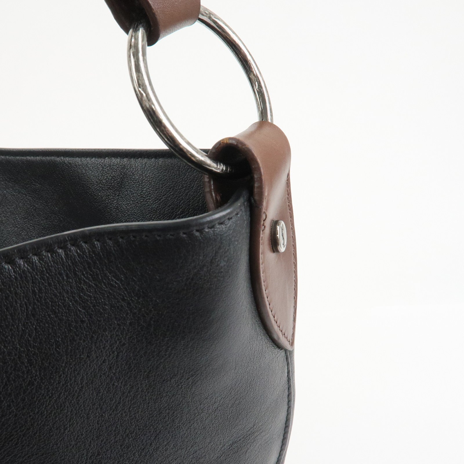 SAINT LAURENT PARIS Leather Shoulder Bag Black Brown