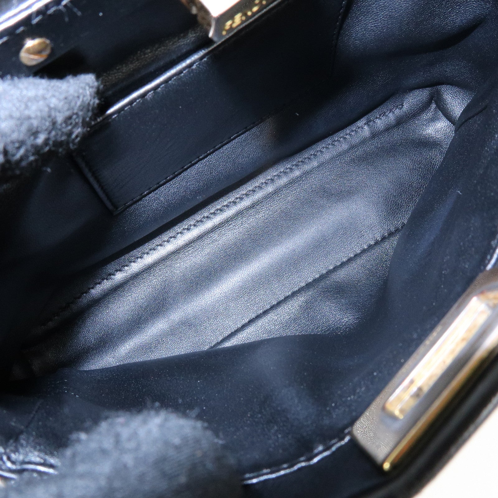 FENDI Peekaboo Mini 2Way Shoulder Bag Hand Bag Black 8BN244
