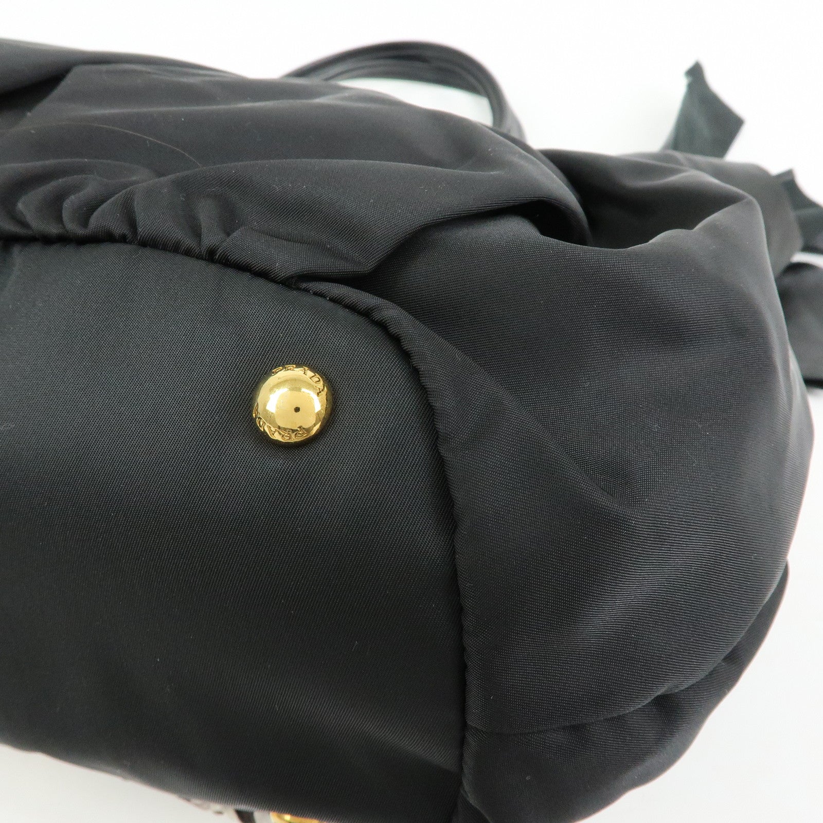 Prada Nylon Leather Ribbon Python Print Tote Bag Black Pink BR4206