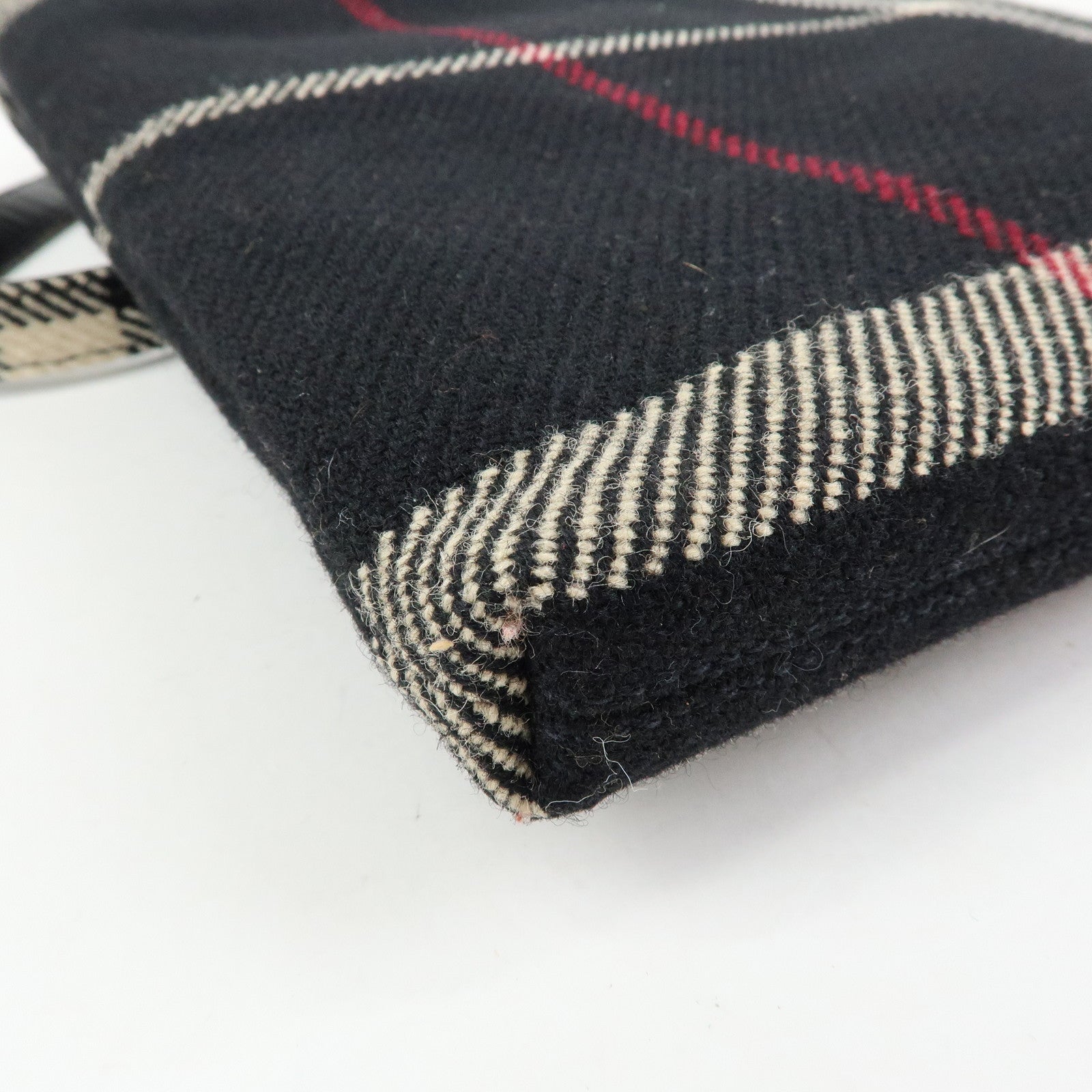 BURBERRY Plaid Wool Leather Shoulder Bag Crossbody Bag Black