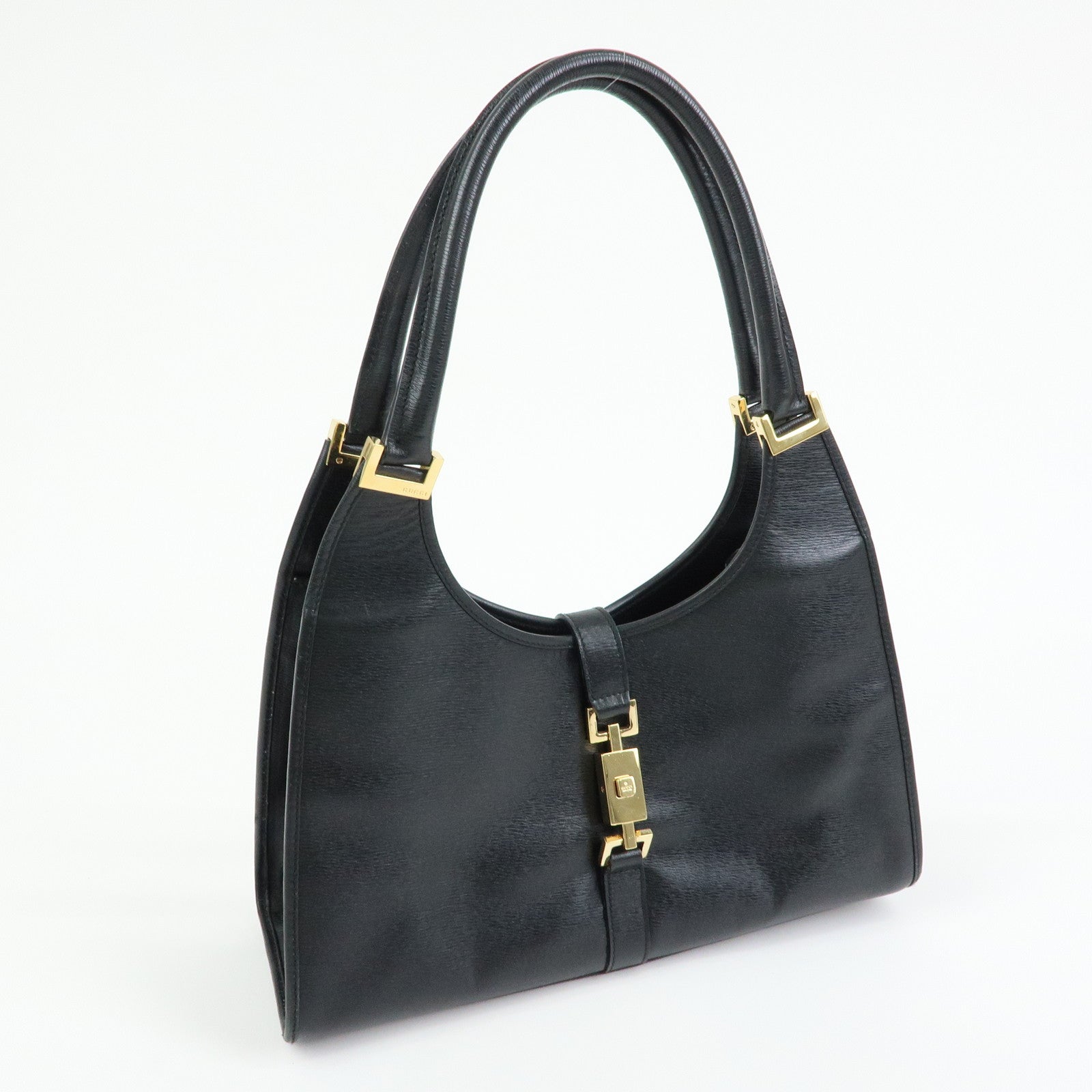 GUCCI Jackie Leather Shoulder Bag Hand Bag Black 002.1067
