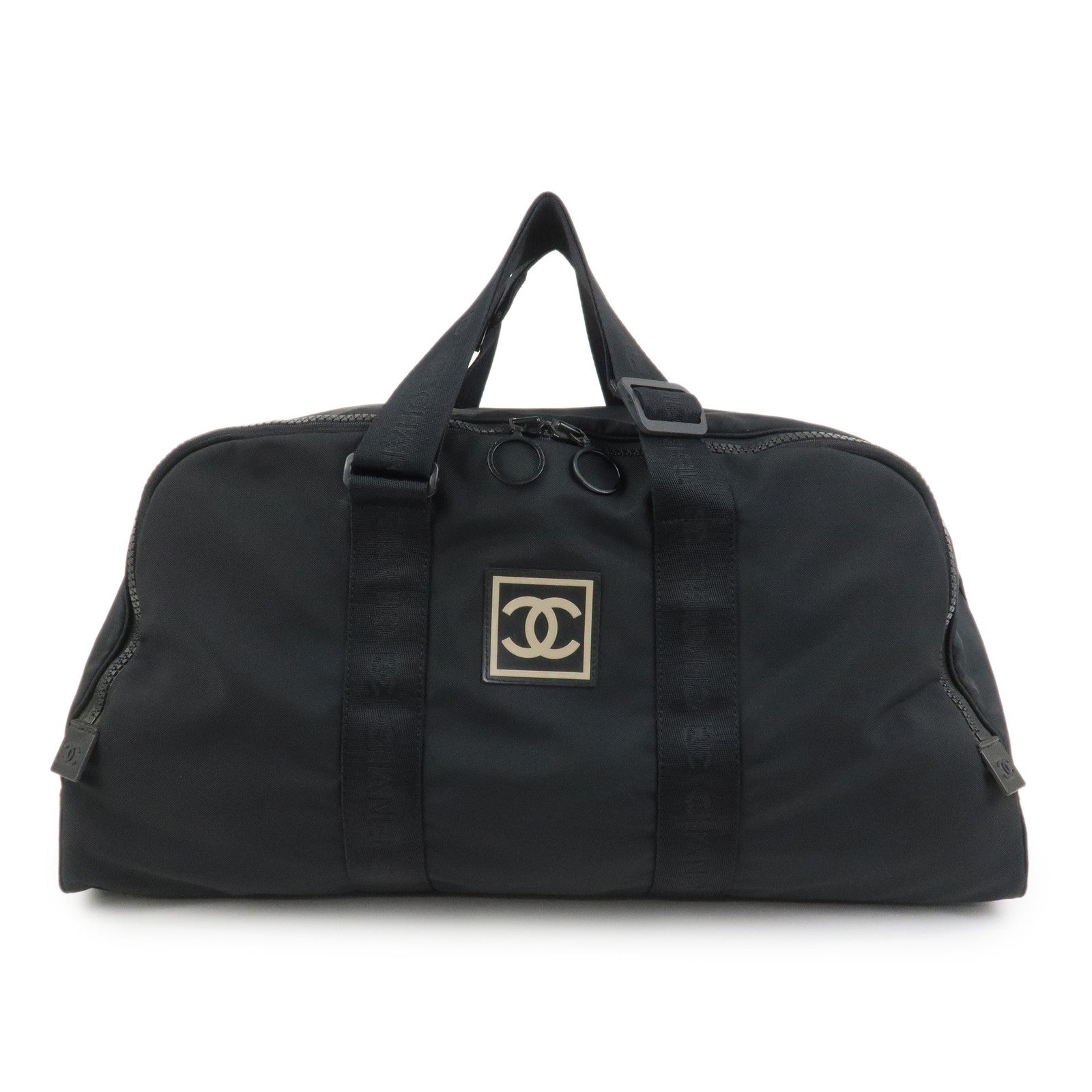 CHANEL COCO Mark Sport Line Nylon Boston Bag Shoulder Bag Black