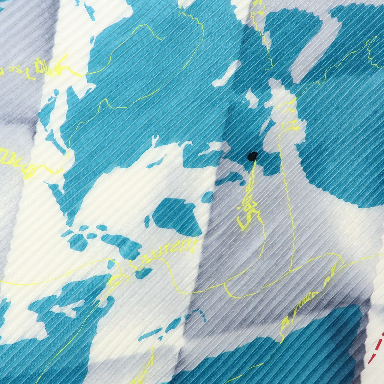 HERMES Pleated Carre 90 Silk 100% Scarf World Map Blue Ivory