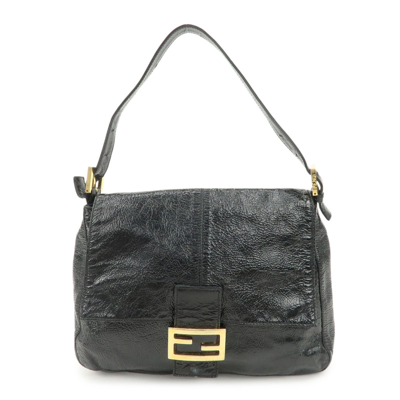 FENDI Mamma Baguette Leather Shoulder Bag Hand Bag Black