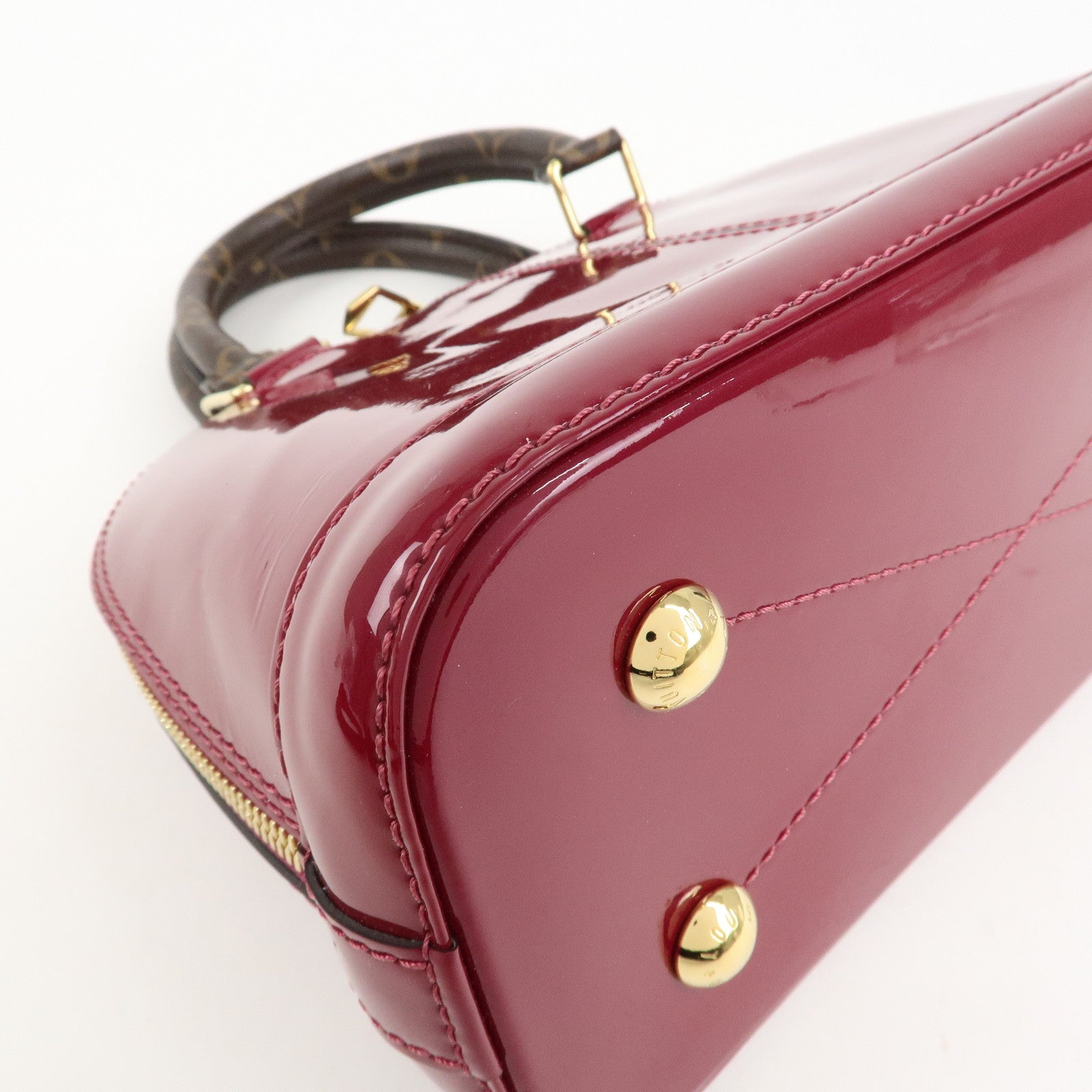 Louis Vuitton Monogram Vernis Alma BB 2Way Hand Bag Magenta M54785 Used