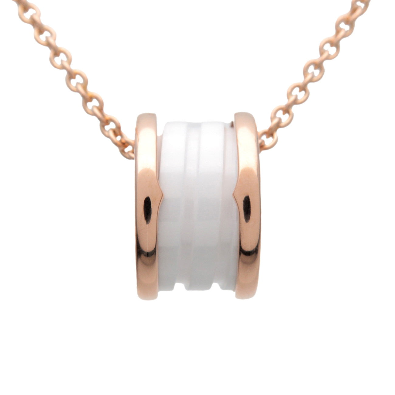 BVLGARI B-zero1 Necklace K18 750PG Ceramic Rose Gold White