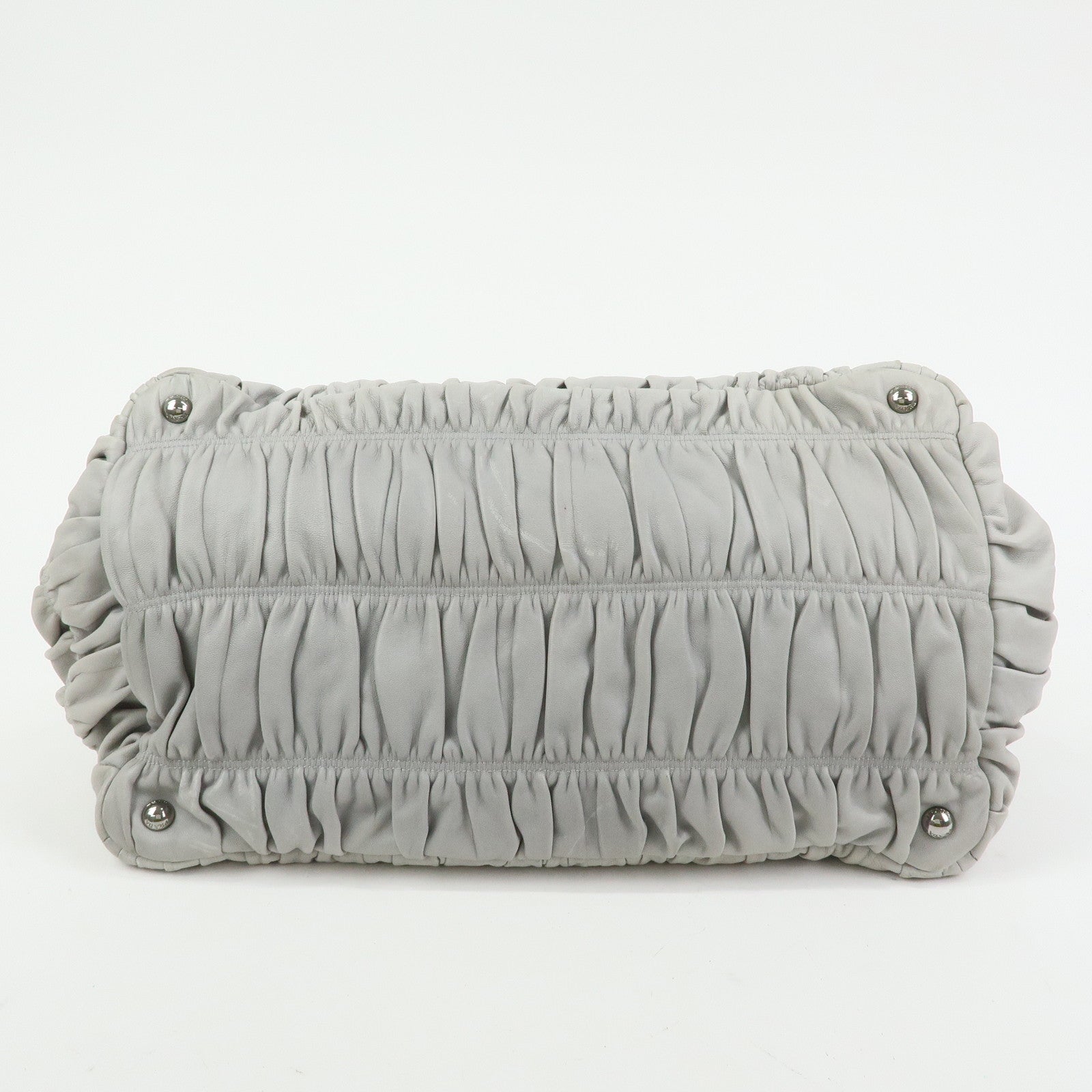 PRADA Canapa Nappa Gaufre Leather Gathered Large Tote Hand Bag