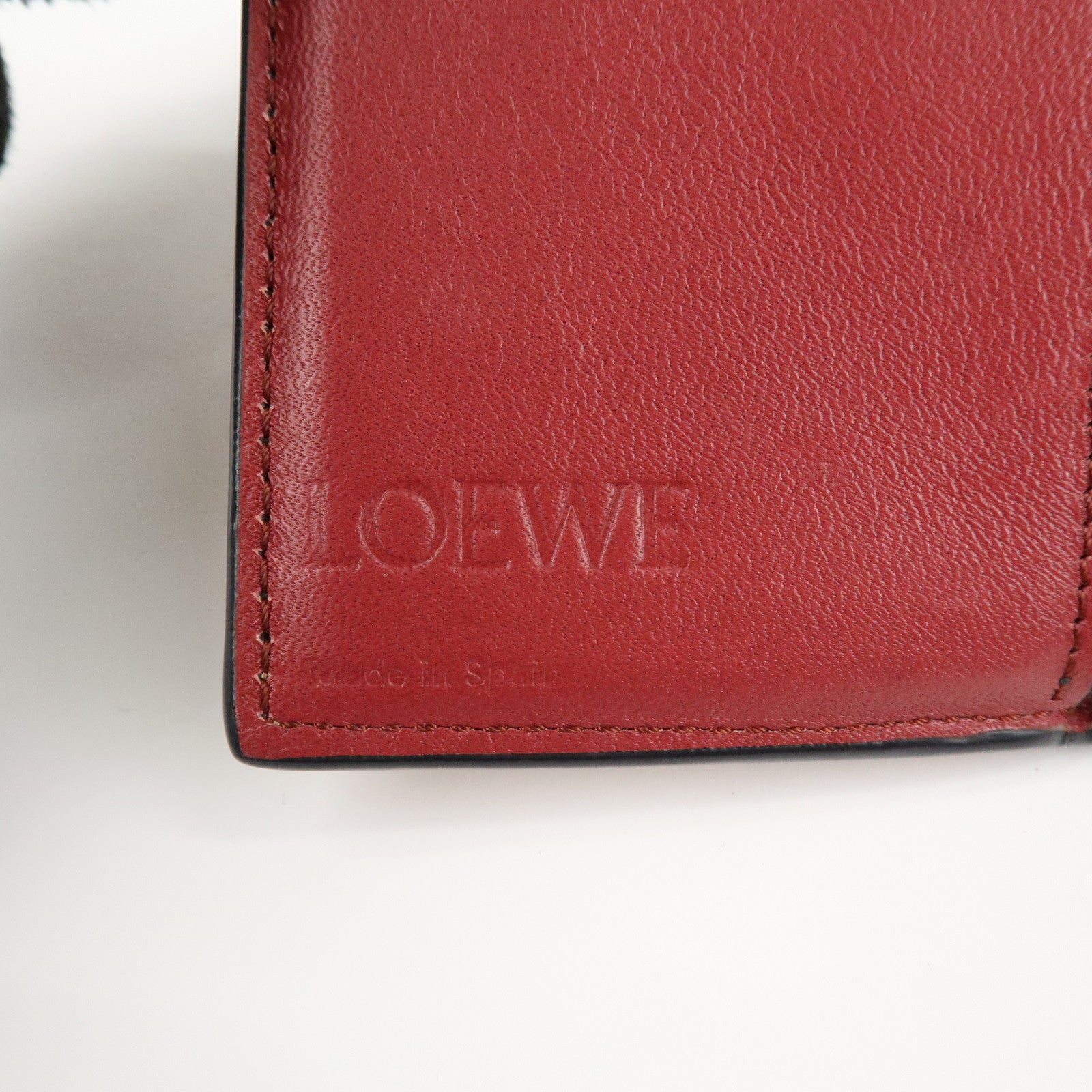 LOEWE Leather Tri-fold Compact Wallet Brown Used