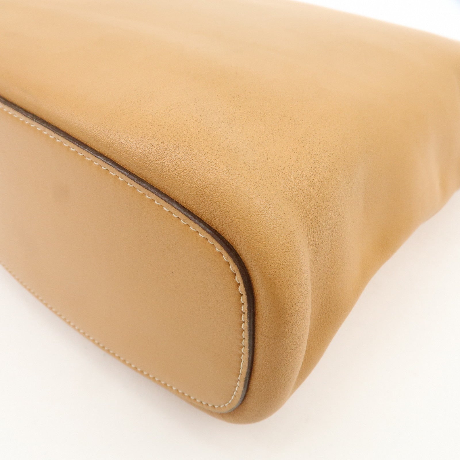 LOEWE Logo Leather Shoulder Bag Hand Bag Tote Bag Light Brown