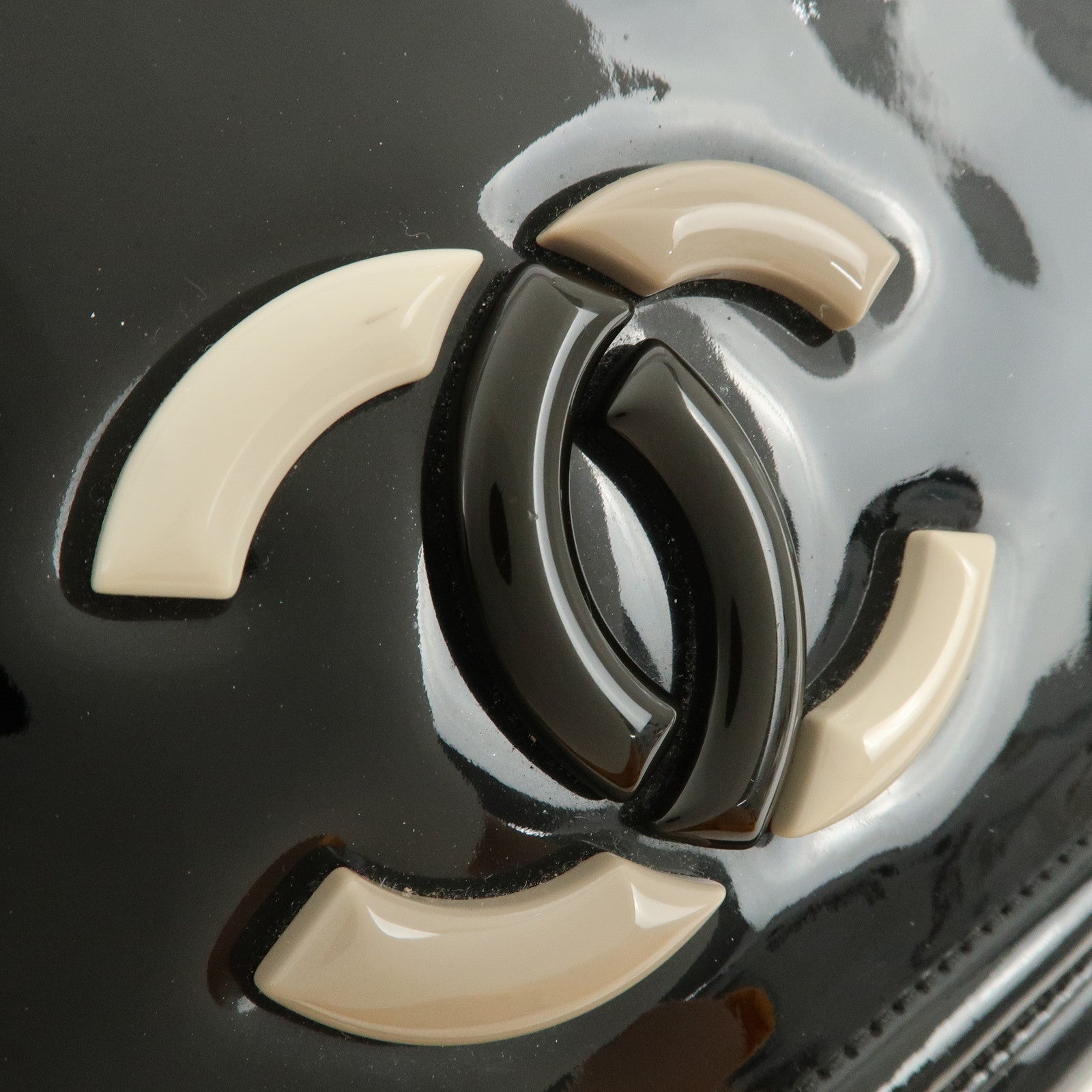 CHANEL Patent Leather Chain Shoulder Bag Hand Bag Black