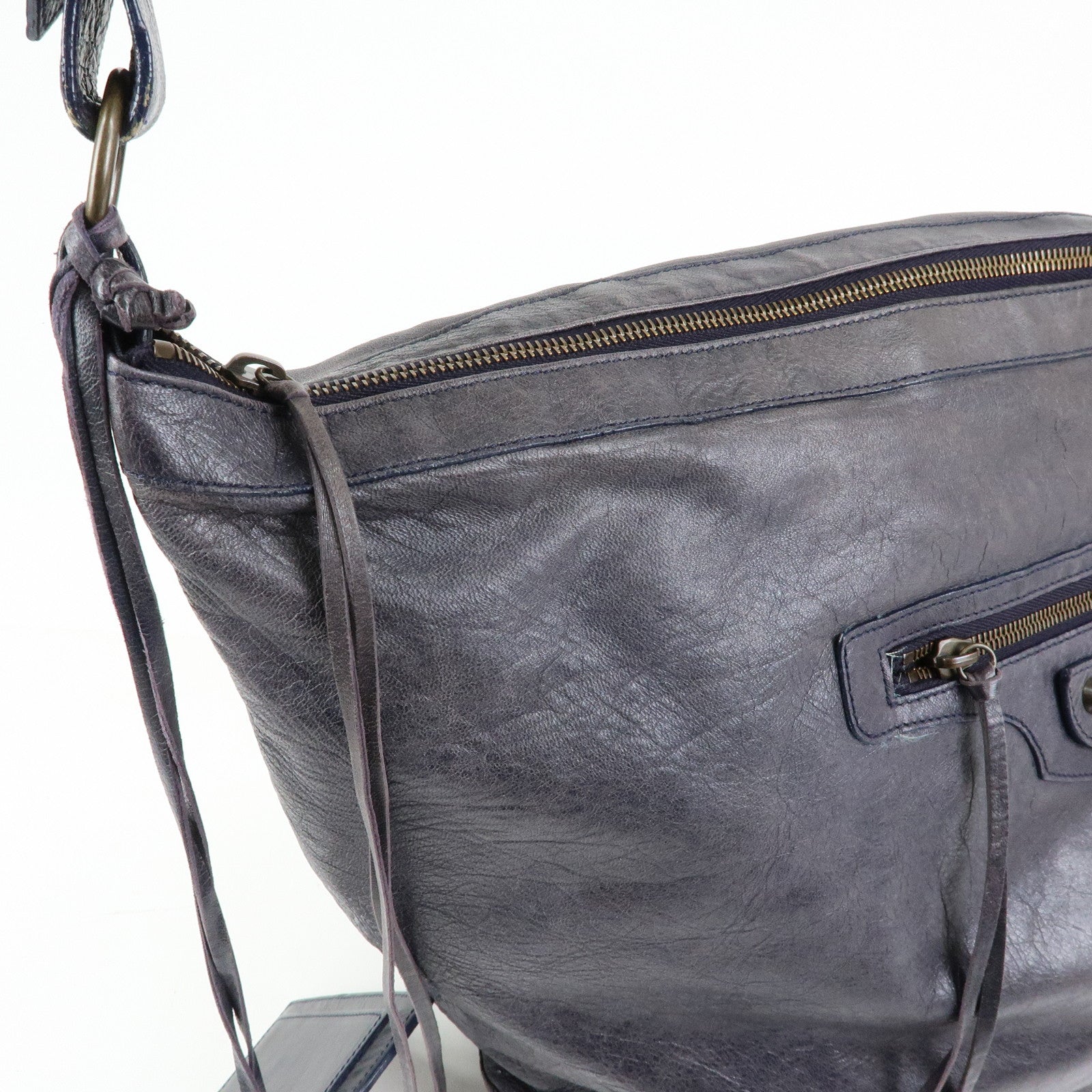 BALENCIAGA Classic Courier XL Leather Shoulder Bag Purple 159671