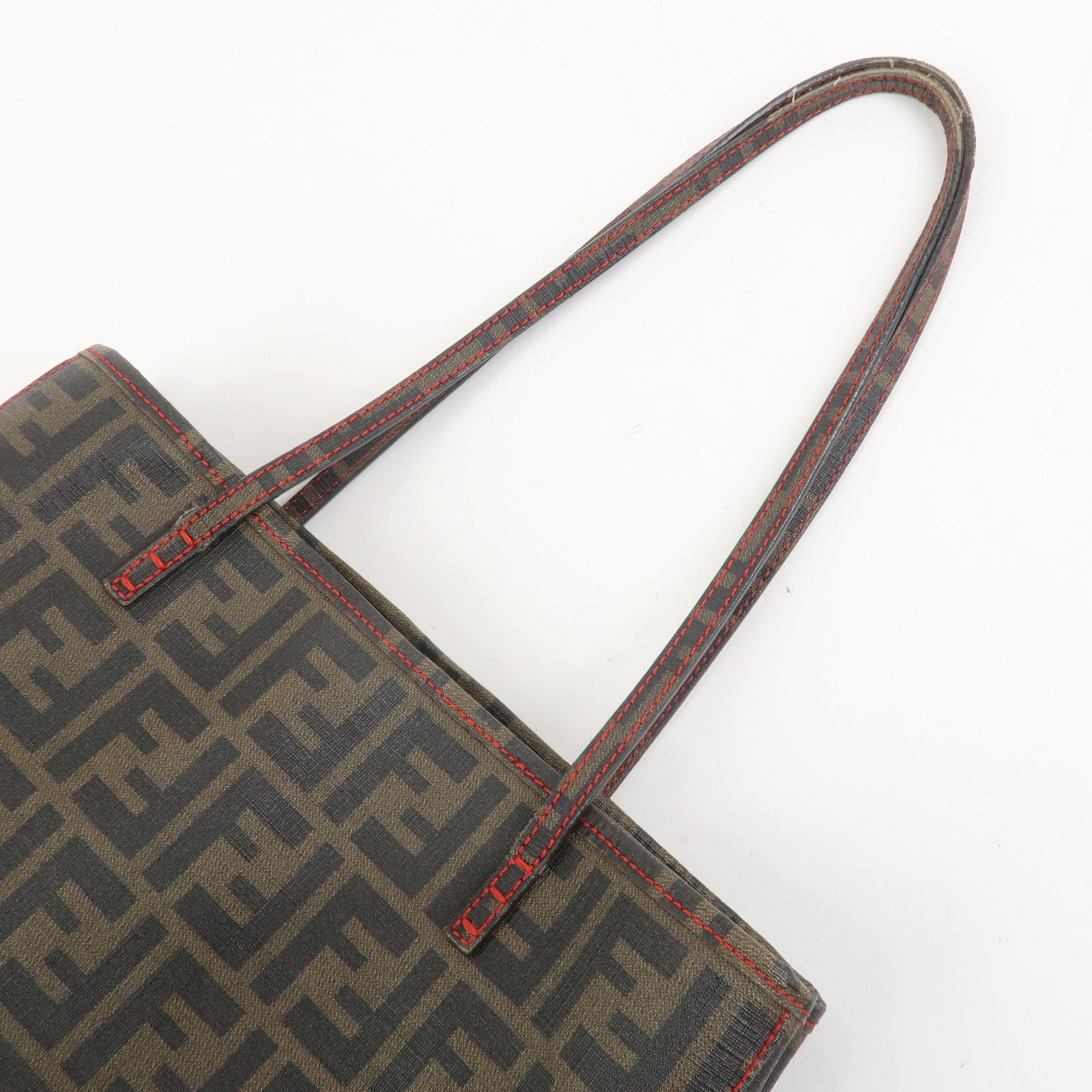 FENDI Zucca PVC Canvas Tote Bag Shoulder Bag Brown Black 8BH211