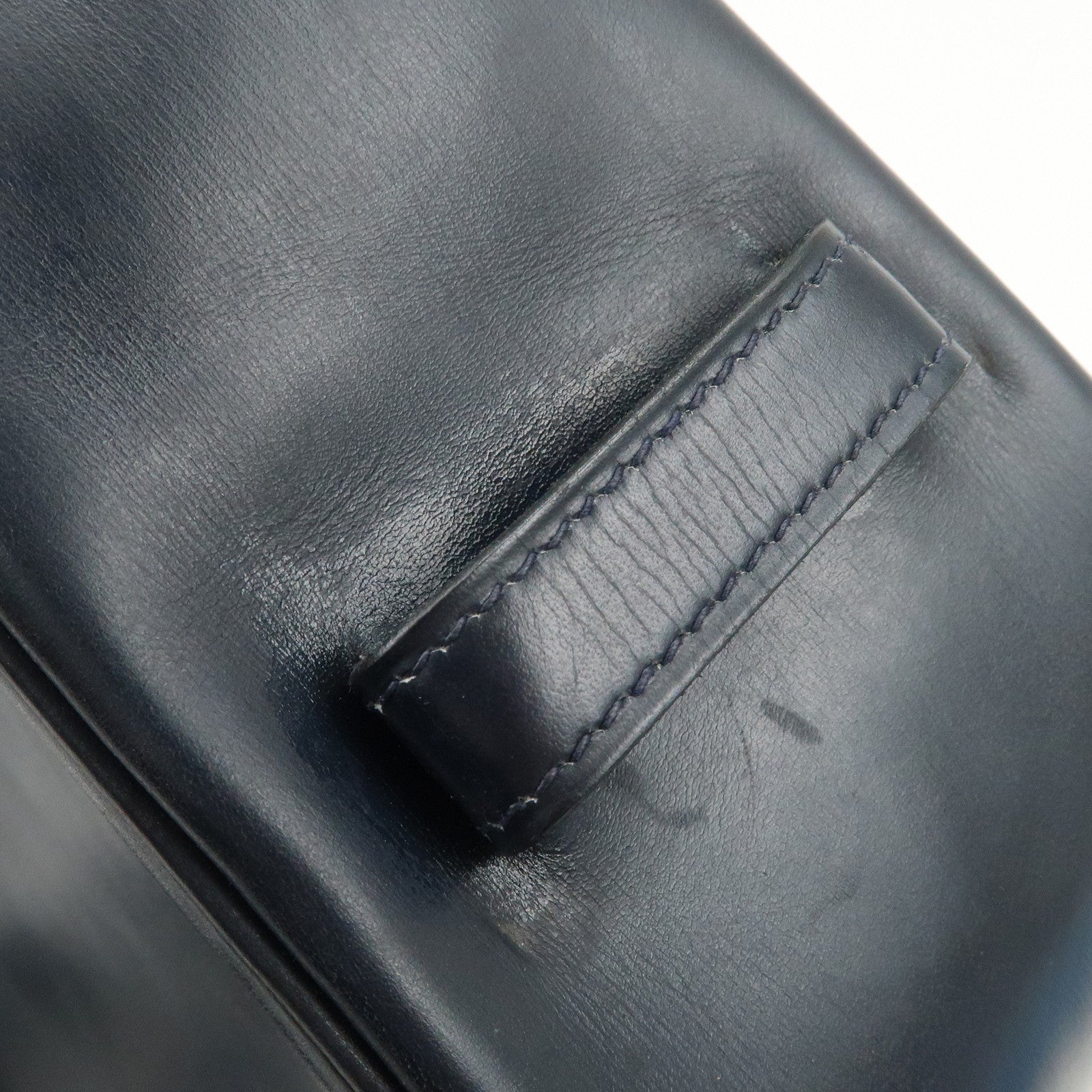 HERMES Saco Leather M Stamped Shoulder Bag Crossbody Bag Navy Used