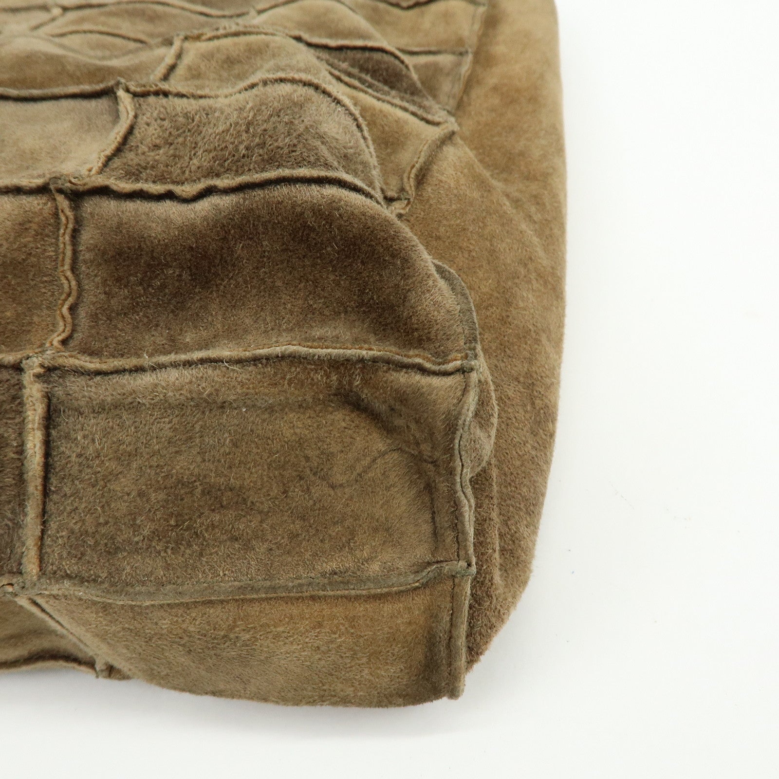 CHANEL Suede Patchwork Tote Bag Shoulder Bag Brown