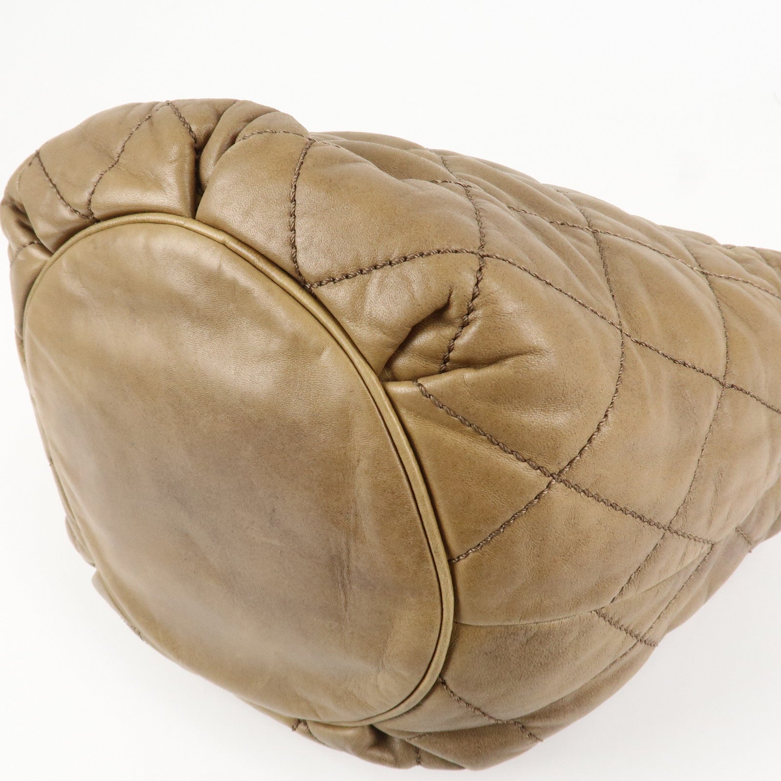 CHANEL Wild Stitch Leather Shoulder Bag Hand Bag Brown Used