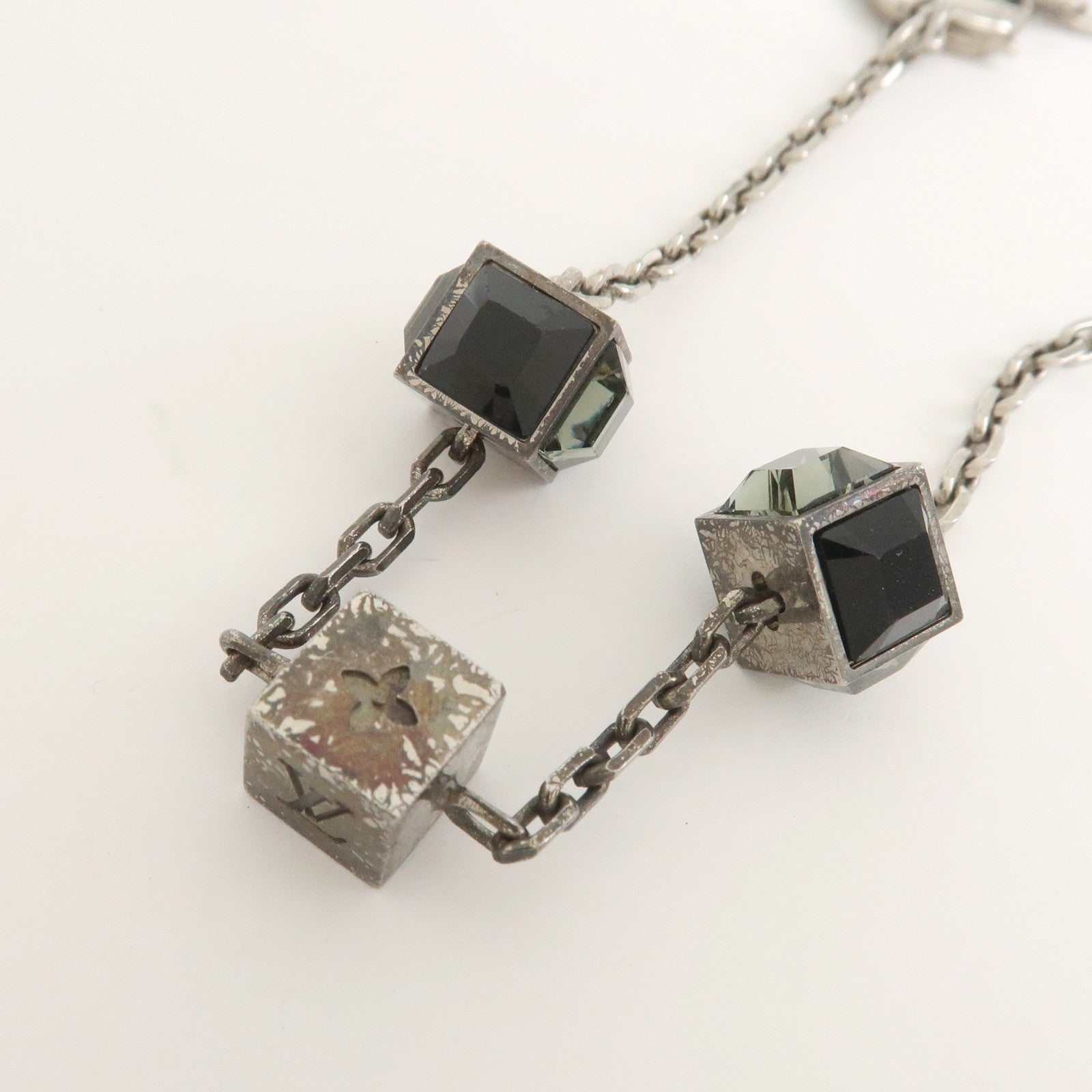 Louis Vuitton Metal Rhinestone Bracelet Gamble Silver M66925