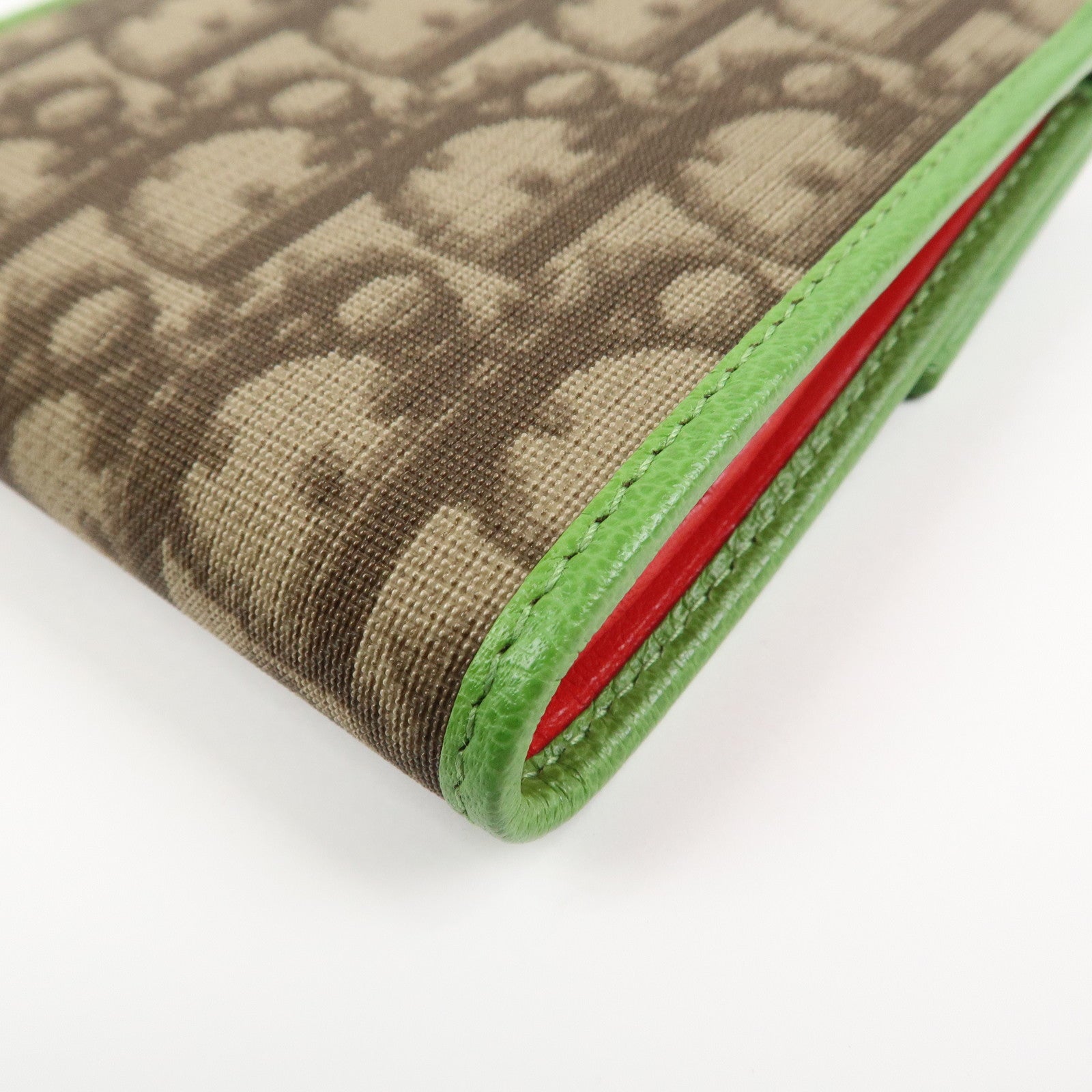 Christian Dior Rasta Trotter PVC Leather Compact Wallet Brown Green