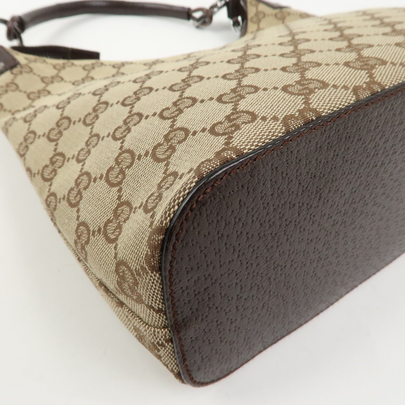 GUCCI GG Monogram Canvas Leather Shoulder Bag Beige Brown 115003