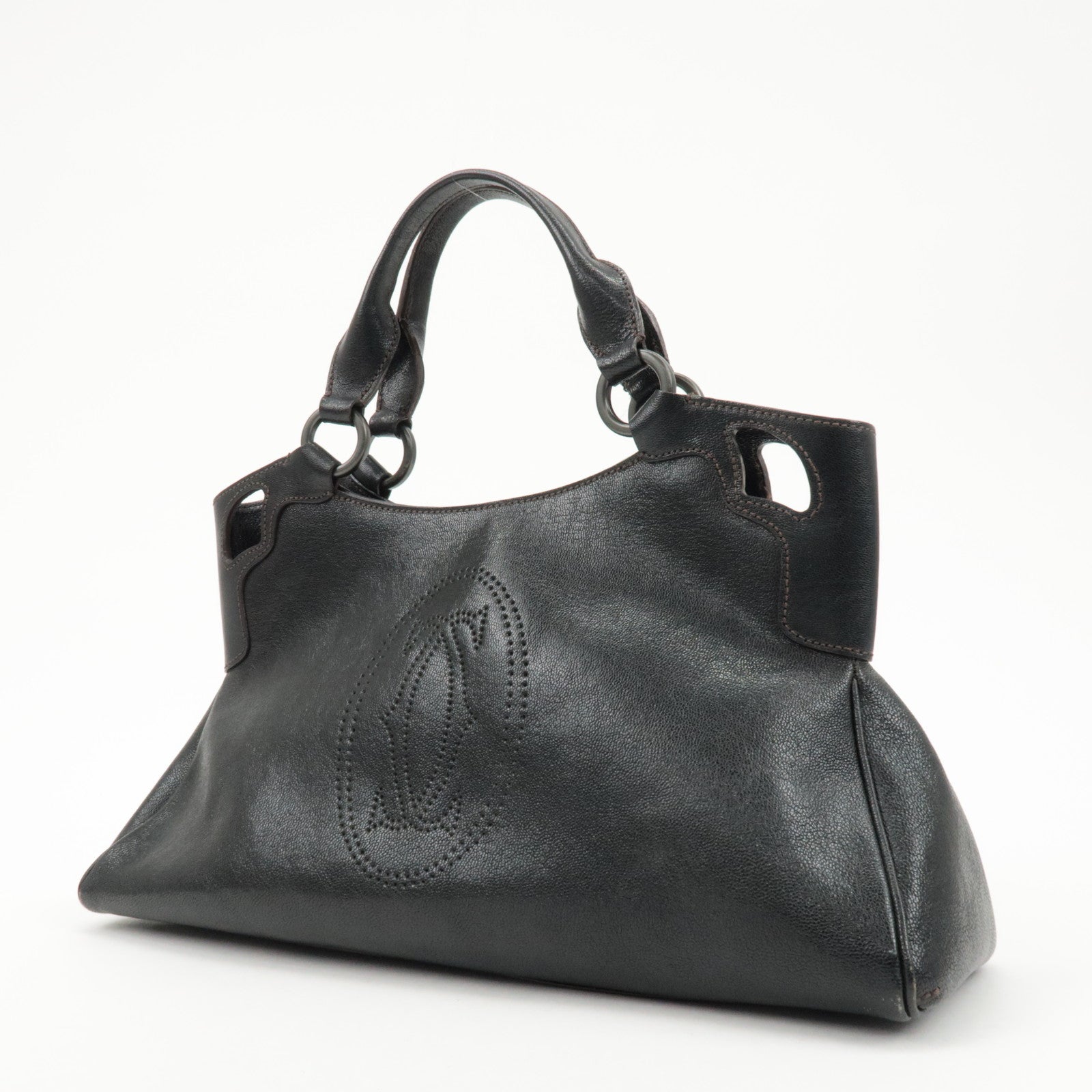 Cartier Must Line Leather Marcello Hand Bag Black Used