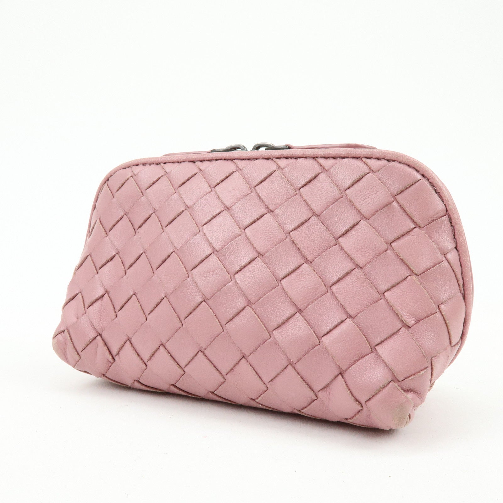 BOTTEGA VENETA Intrecciato Leather Pouch Cosmetic Pouch Pink