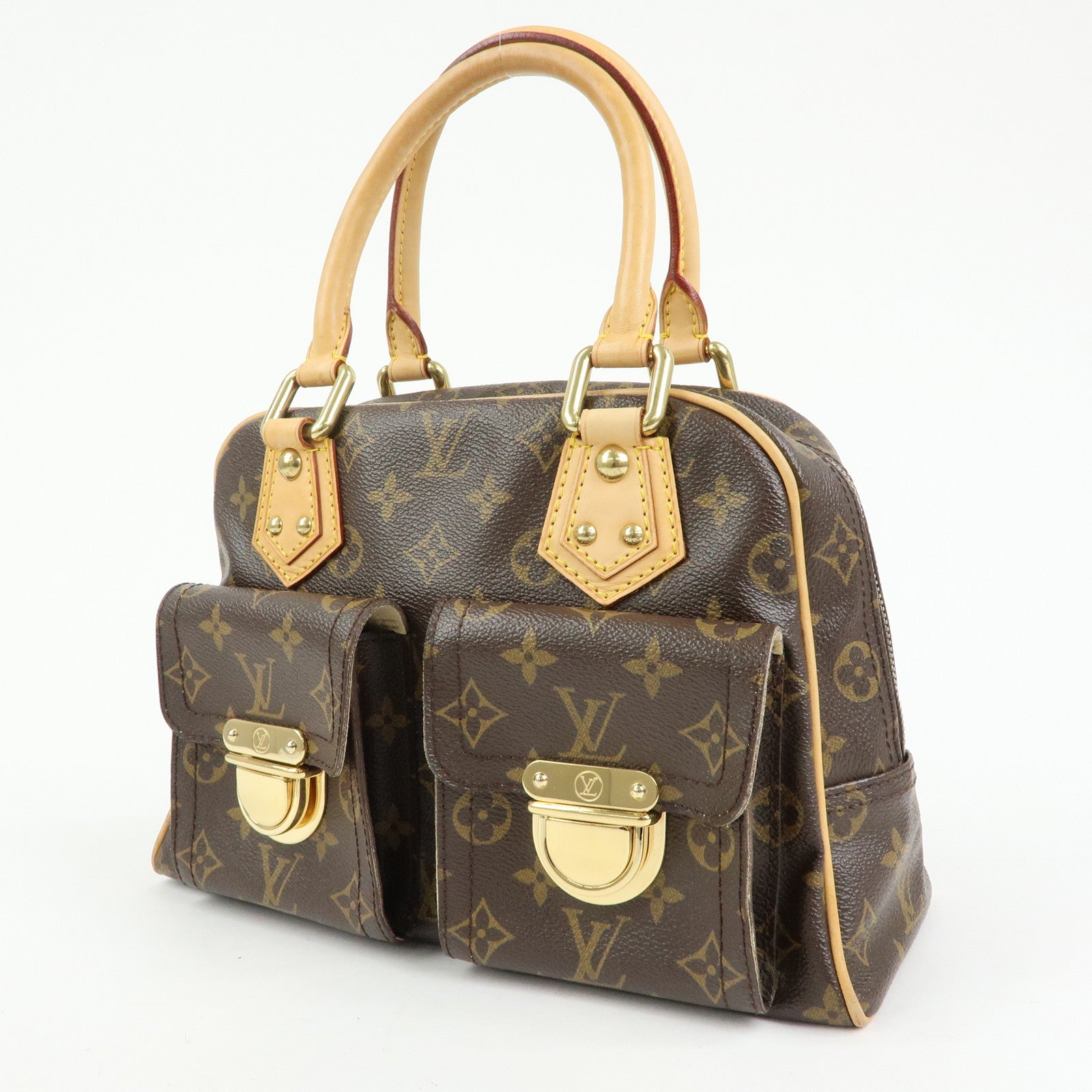Louis Vuitton Monogram Manhattan PM Hand Bag Brown M40026