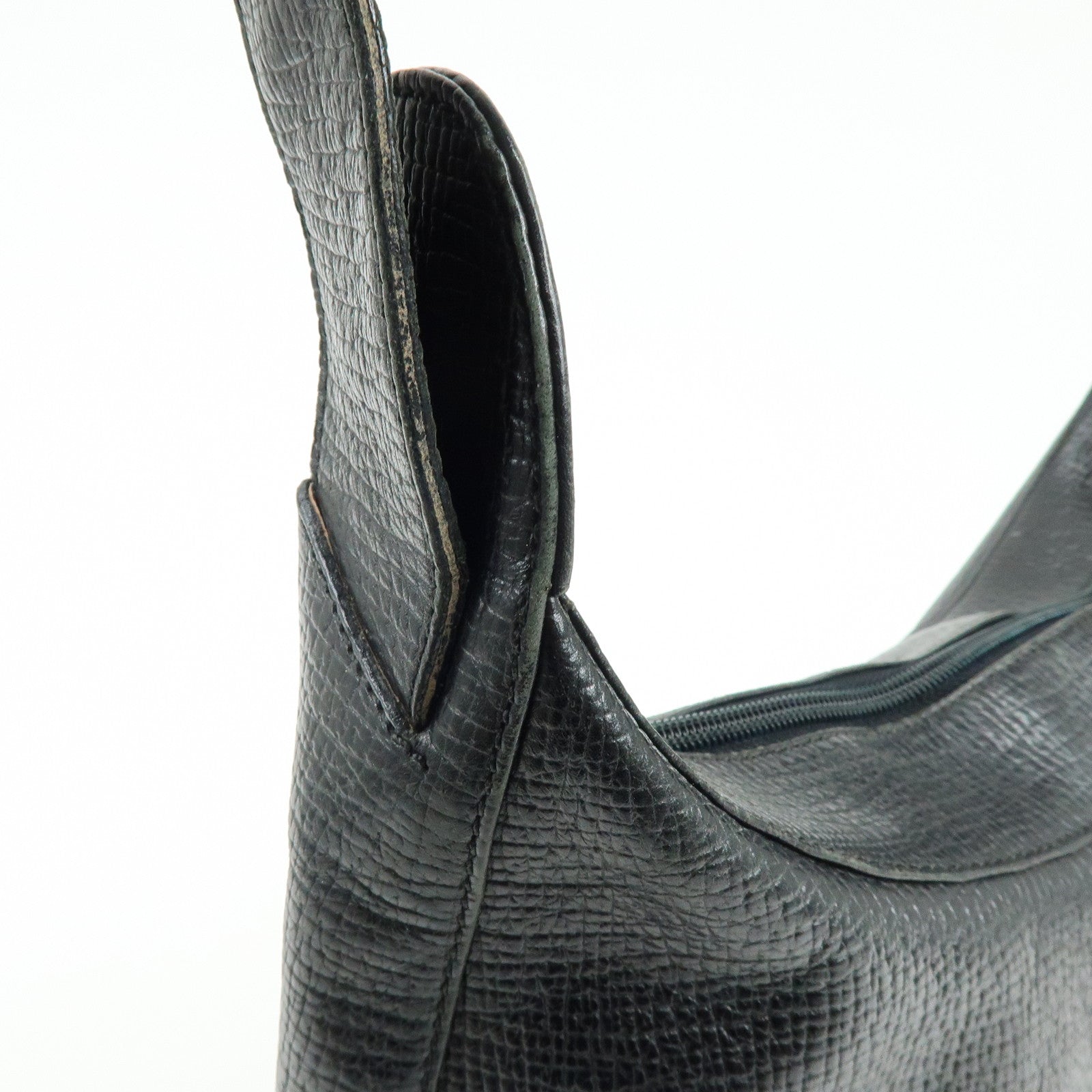 LOEWE Embossed Leather Shoulder Bag Hand Bag Black