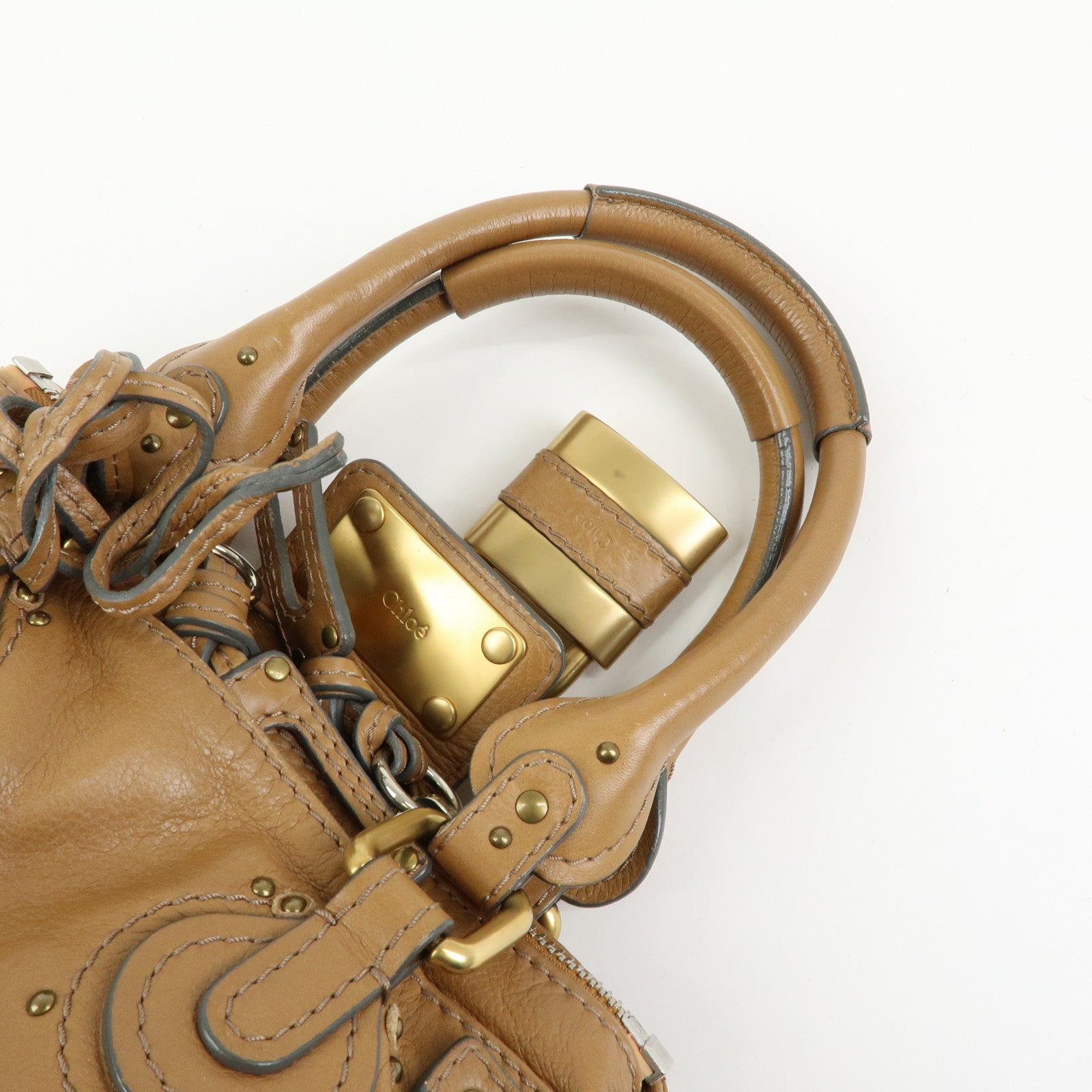 Chloe Paddington Leather Mini Hand Bag Boston Bag Brown