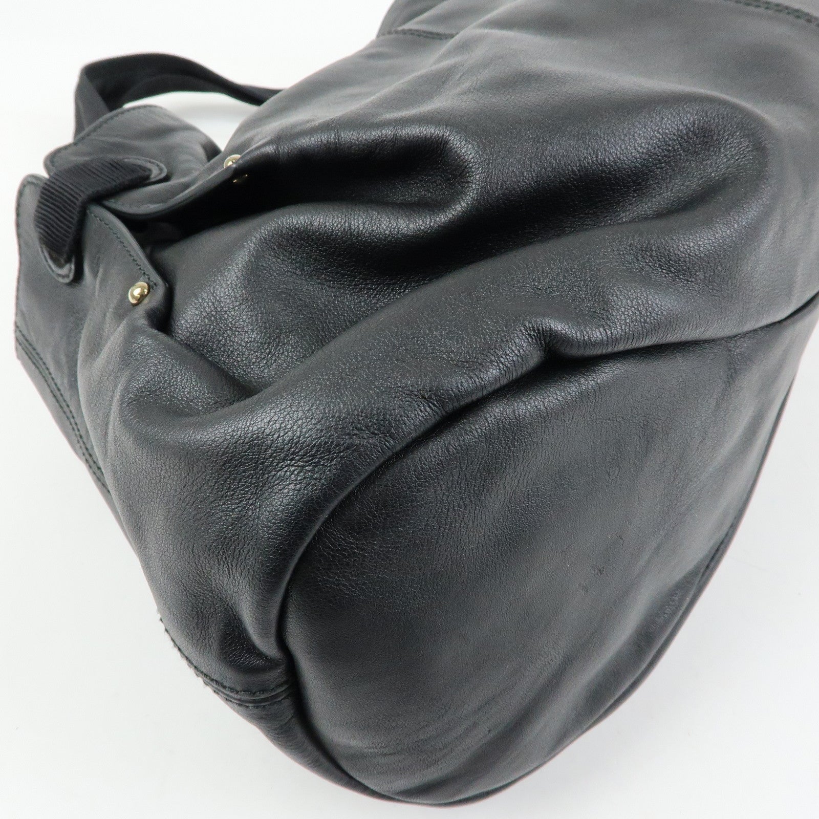 Ferragamo Vara Ribbon Leather Tote Bag Shoulder Bag Hand Bag Black
