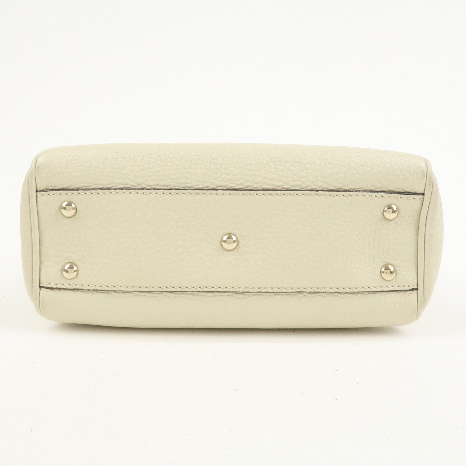 GUCCI Bamboo Leather Mini Shopper 2Way Bag Hand Bag Ivory 368823