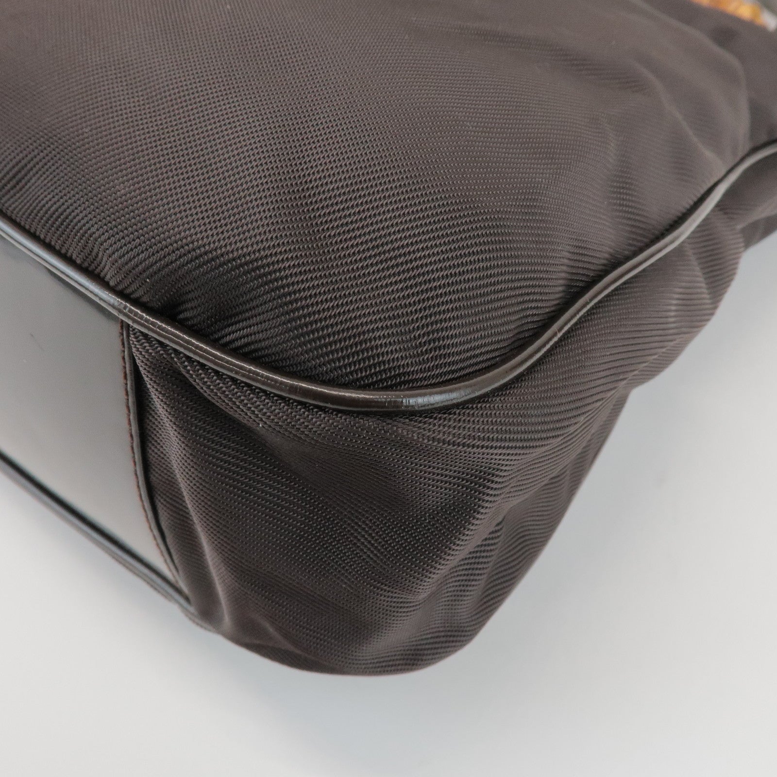 GUCCI Bamboo Nylon Canvas Leather 2Way Hand Shoulder Bag 001.2404