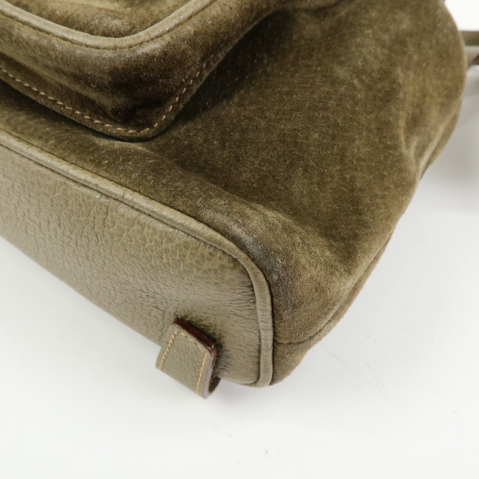 GUCCI Bamboo Suede Leather Backpack Rucksack Khaki 003・2058