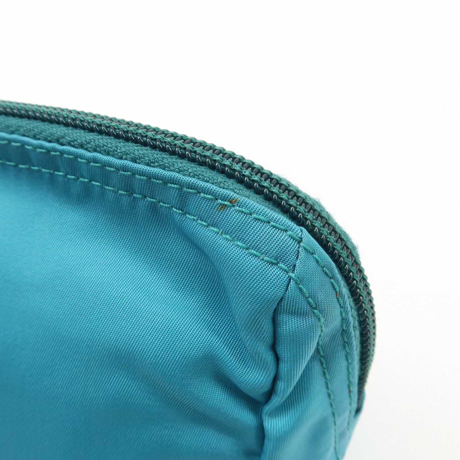 PRADA Triangle Logo Set of 2 Nylon Leather Pouch Black Blue Used