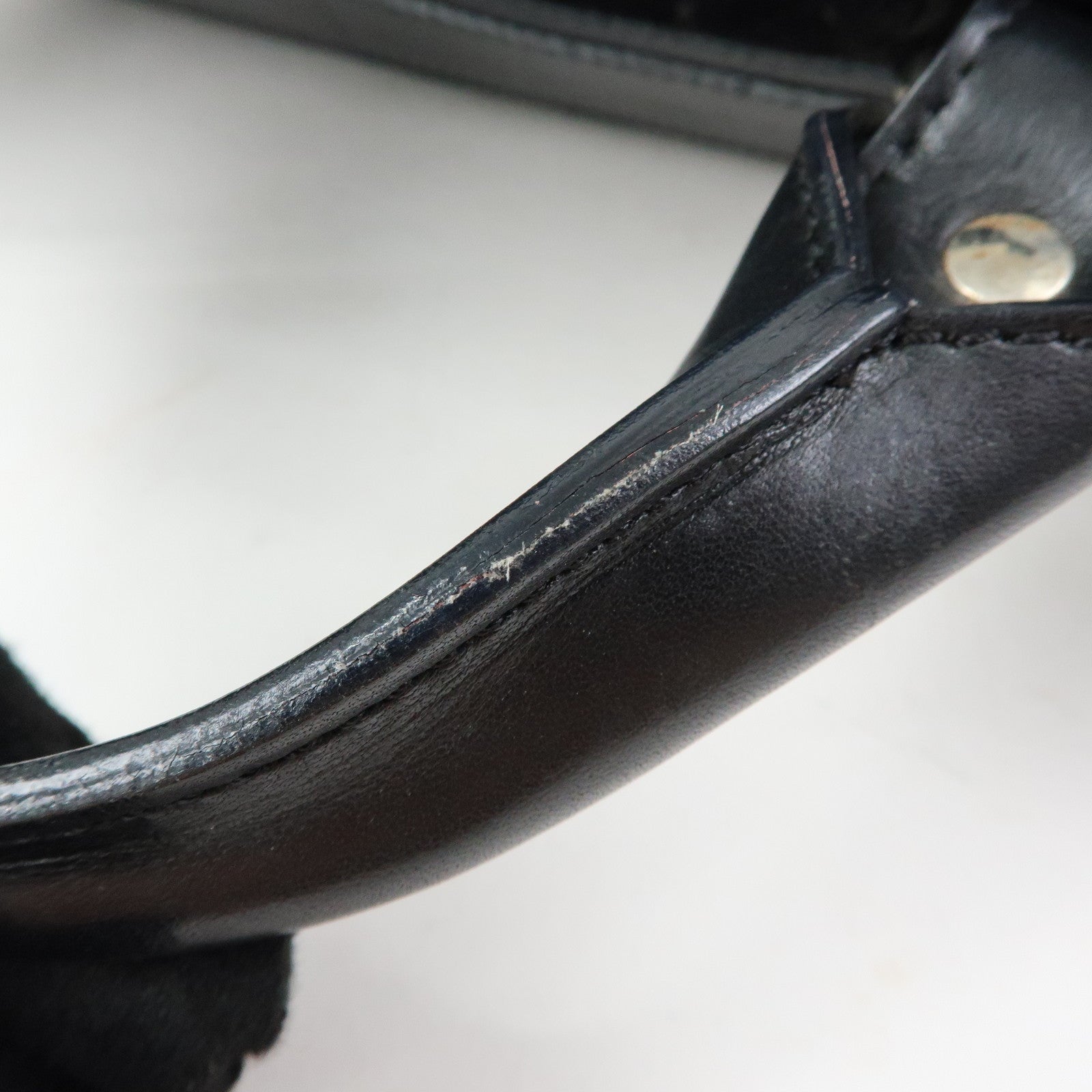 CELINE C Macadam Suede Leather Boogie Bag Hand Bag Black